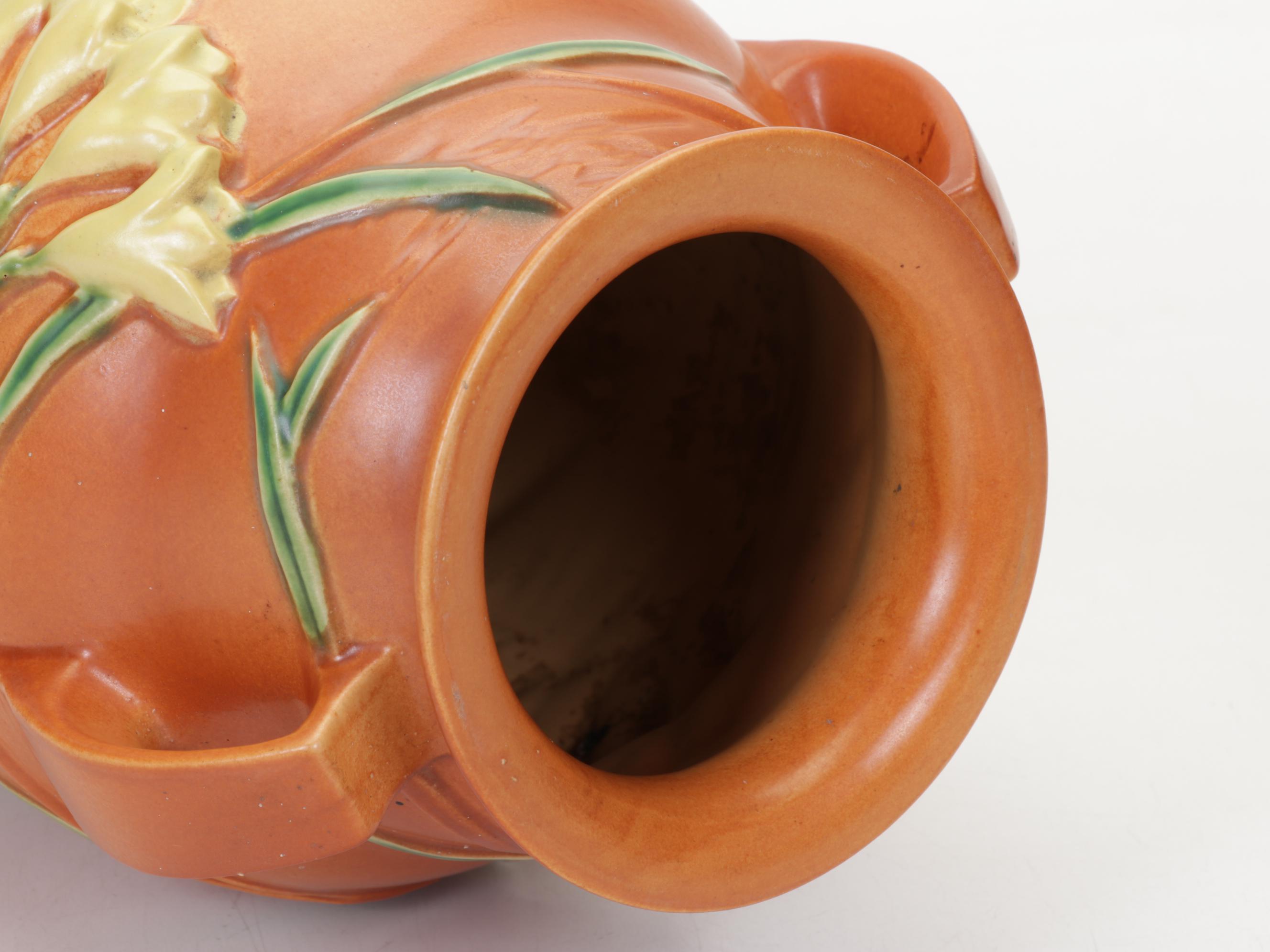 Roseville "Freesia" Brown Vase, 1940s