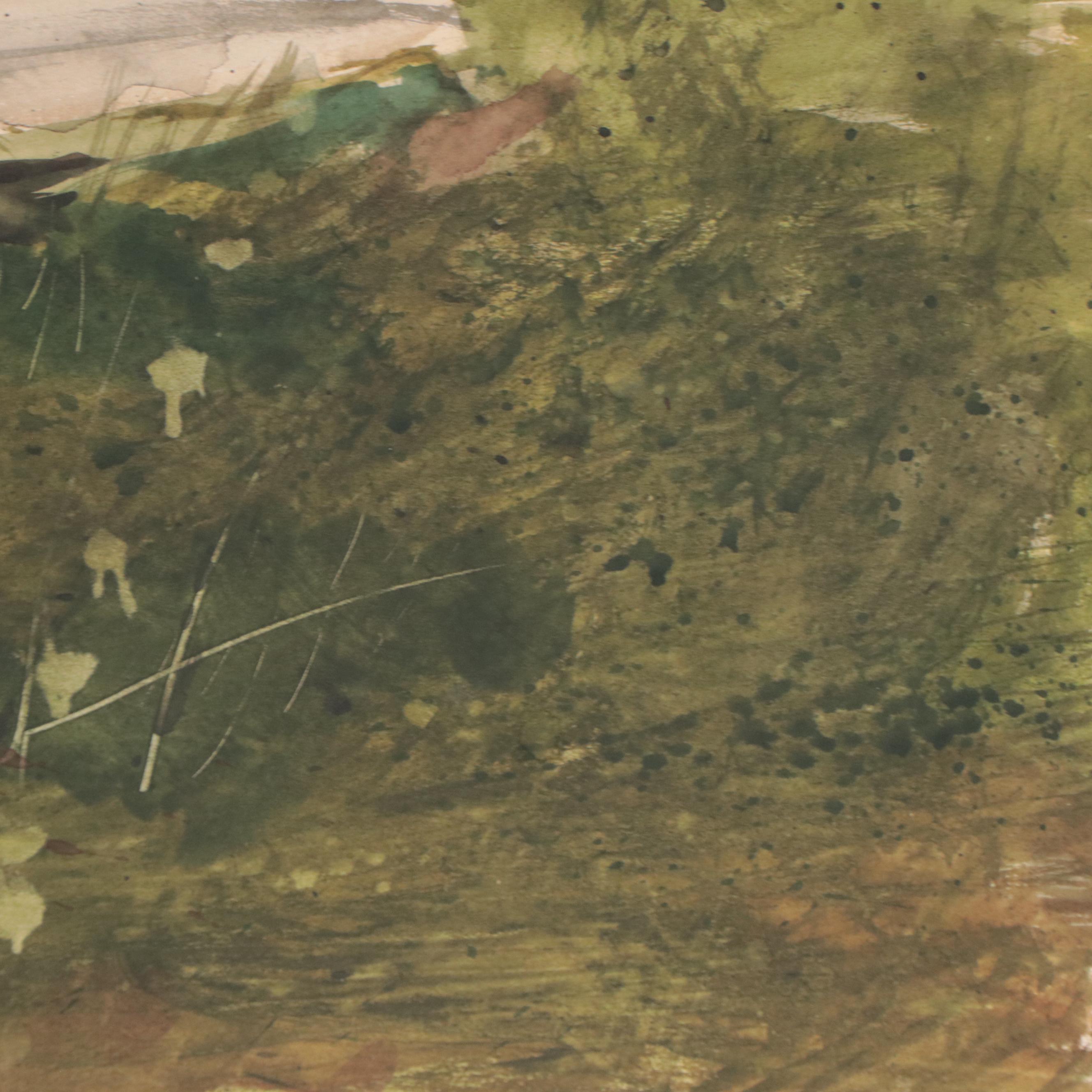 William J. Greenwood Watercolor Painting of a Barn, Late 20th Century