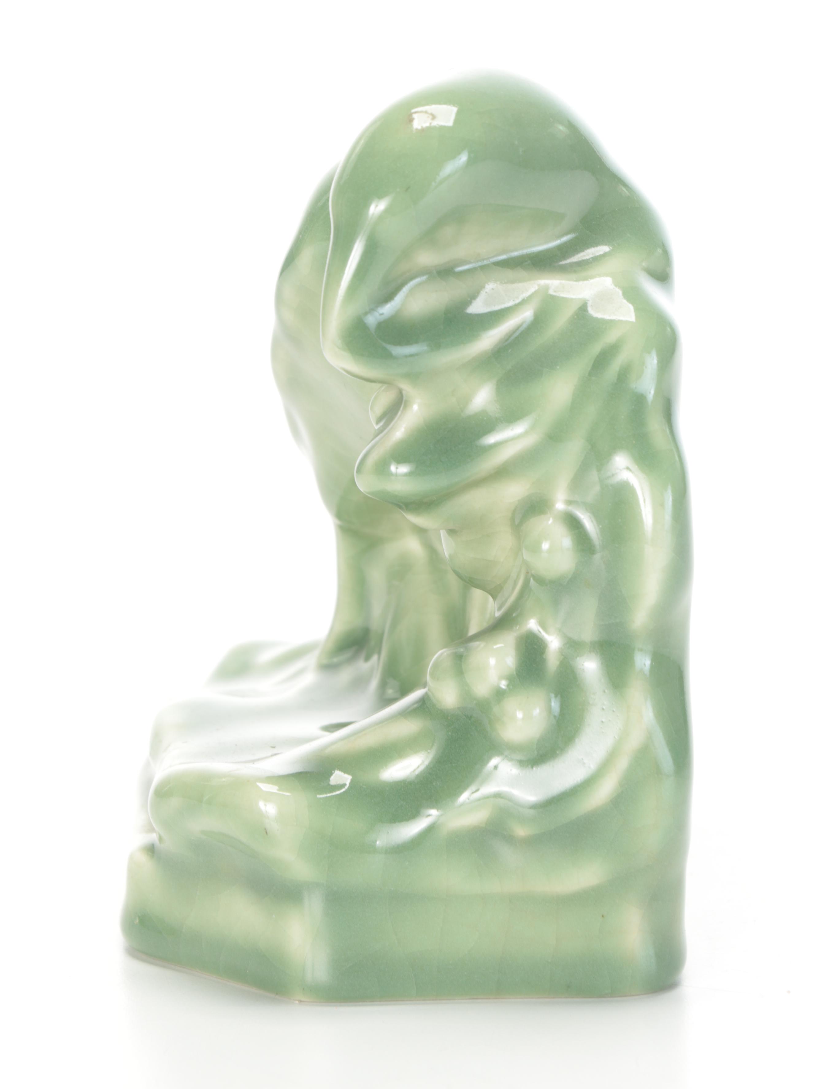 Rookwood Pottery "Rook" Green Glazed Ceramic Bookend, 1944