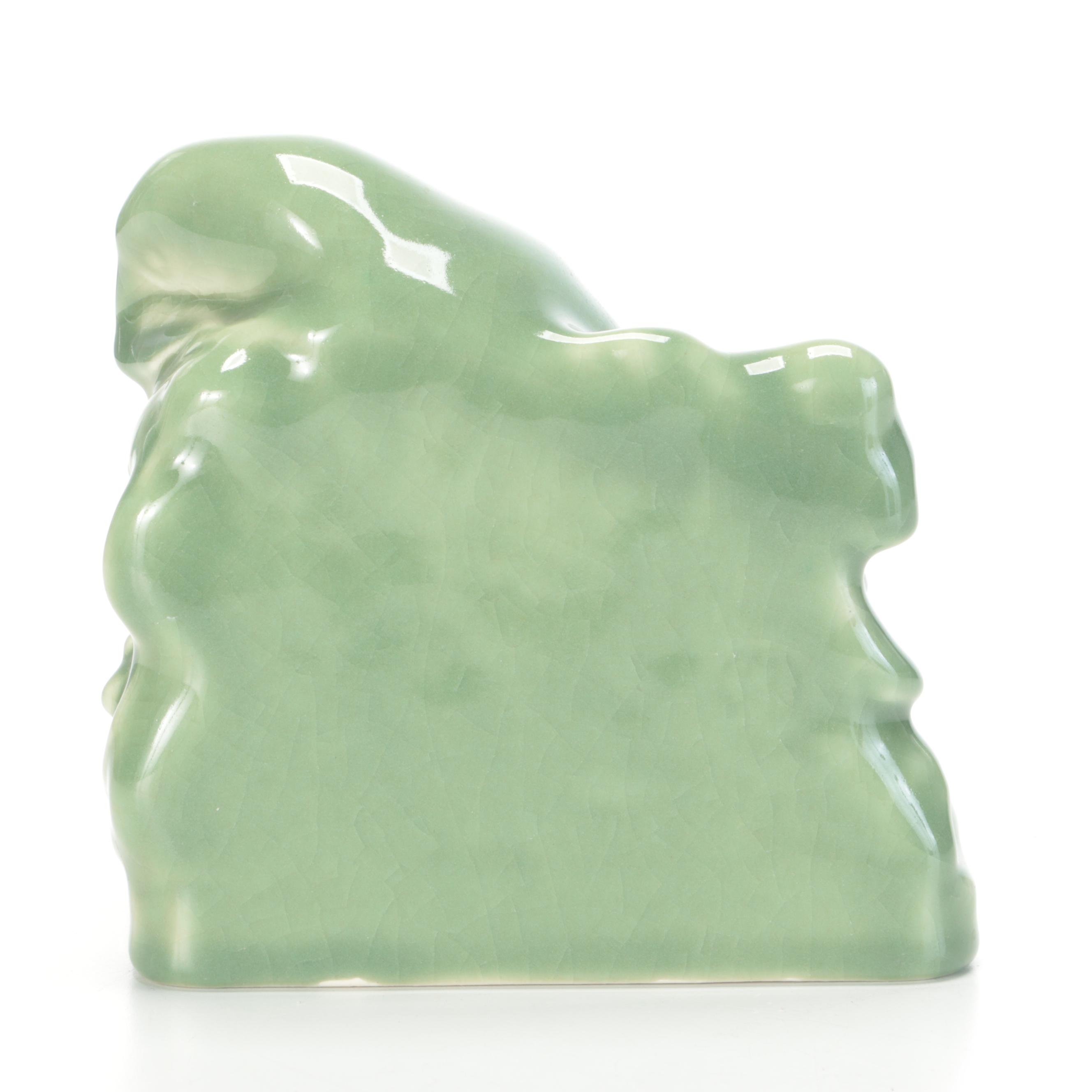 Rookwood Pottery "Rook" Green Glazed Ceramic Bookend, 1944