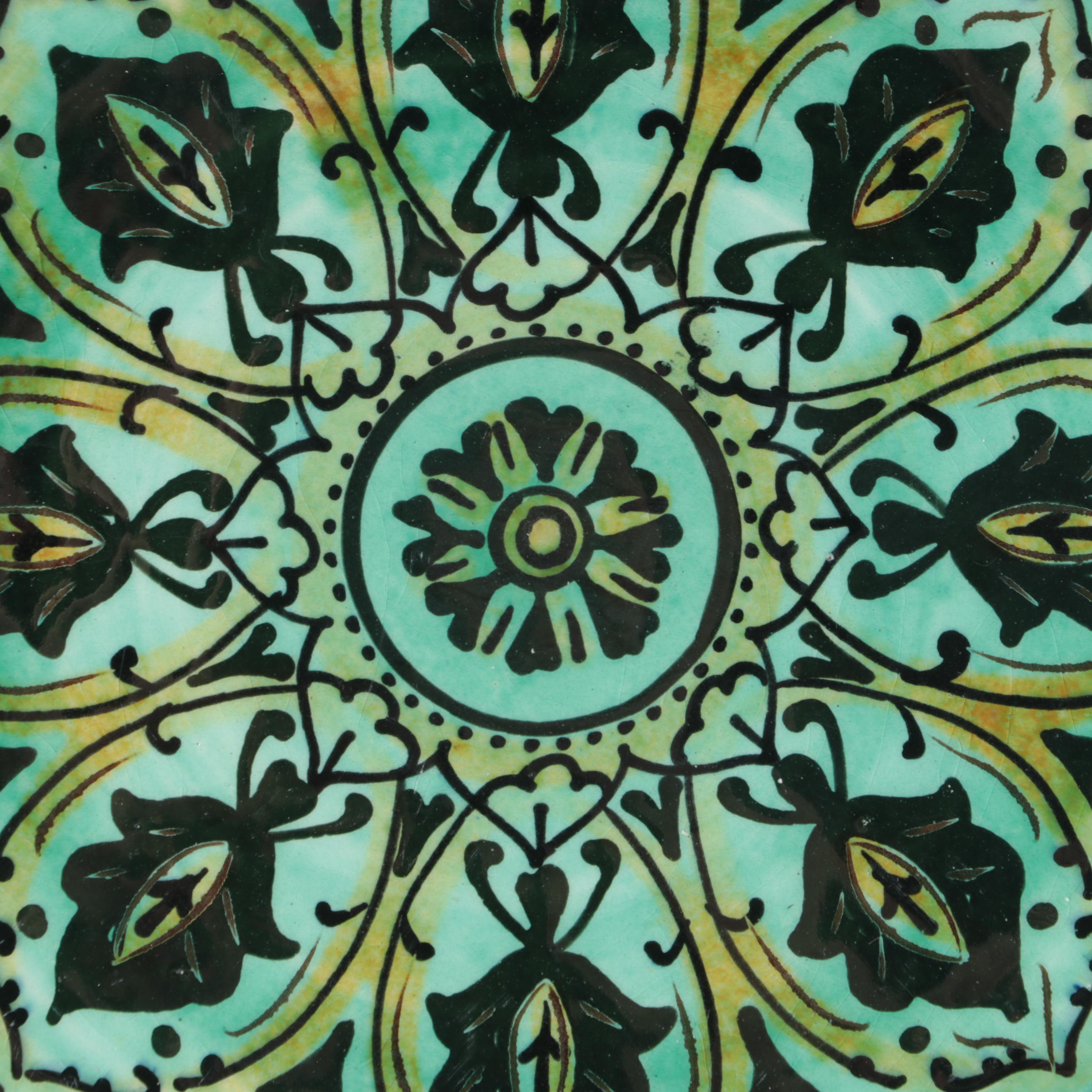 Turkish Turquoise Hand-Painted Earthenware Decorative Plate