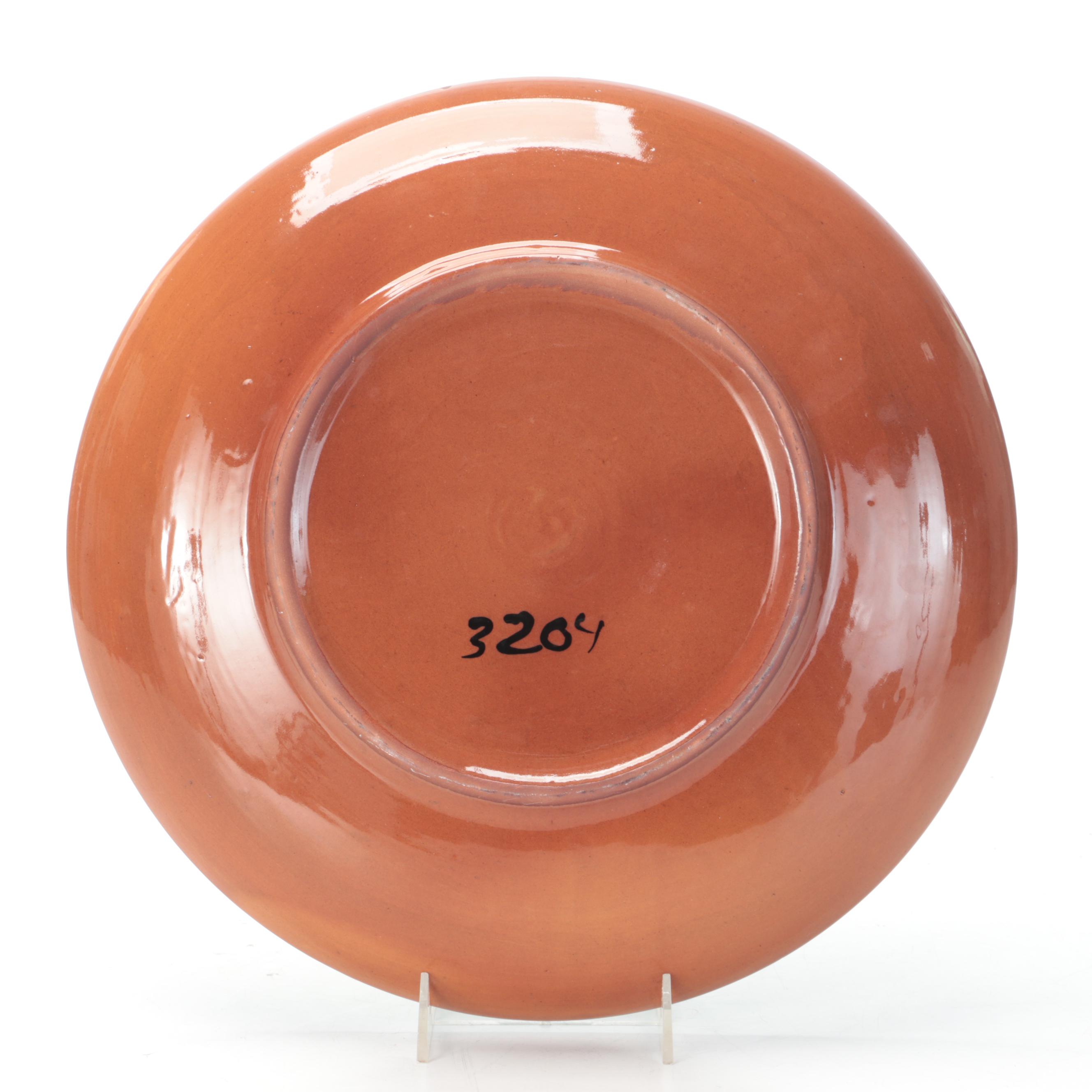 Turkish Turquoise Hand-Painted Earthenware Decorative Plate