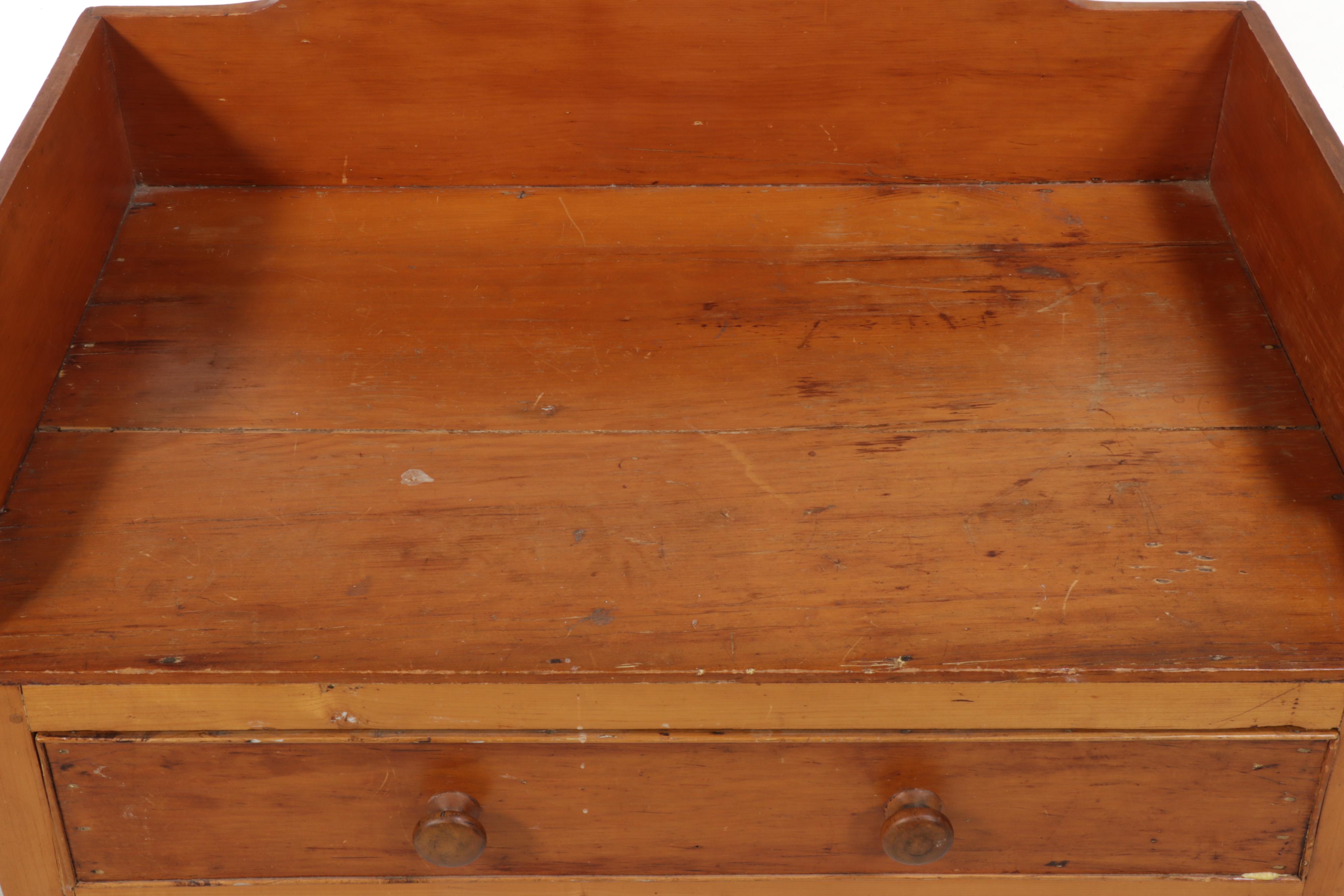 American Primitive Pine Work Table, 19th Century