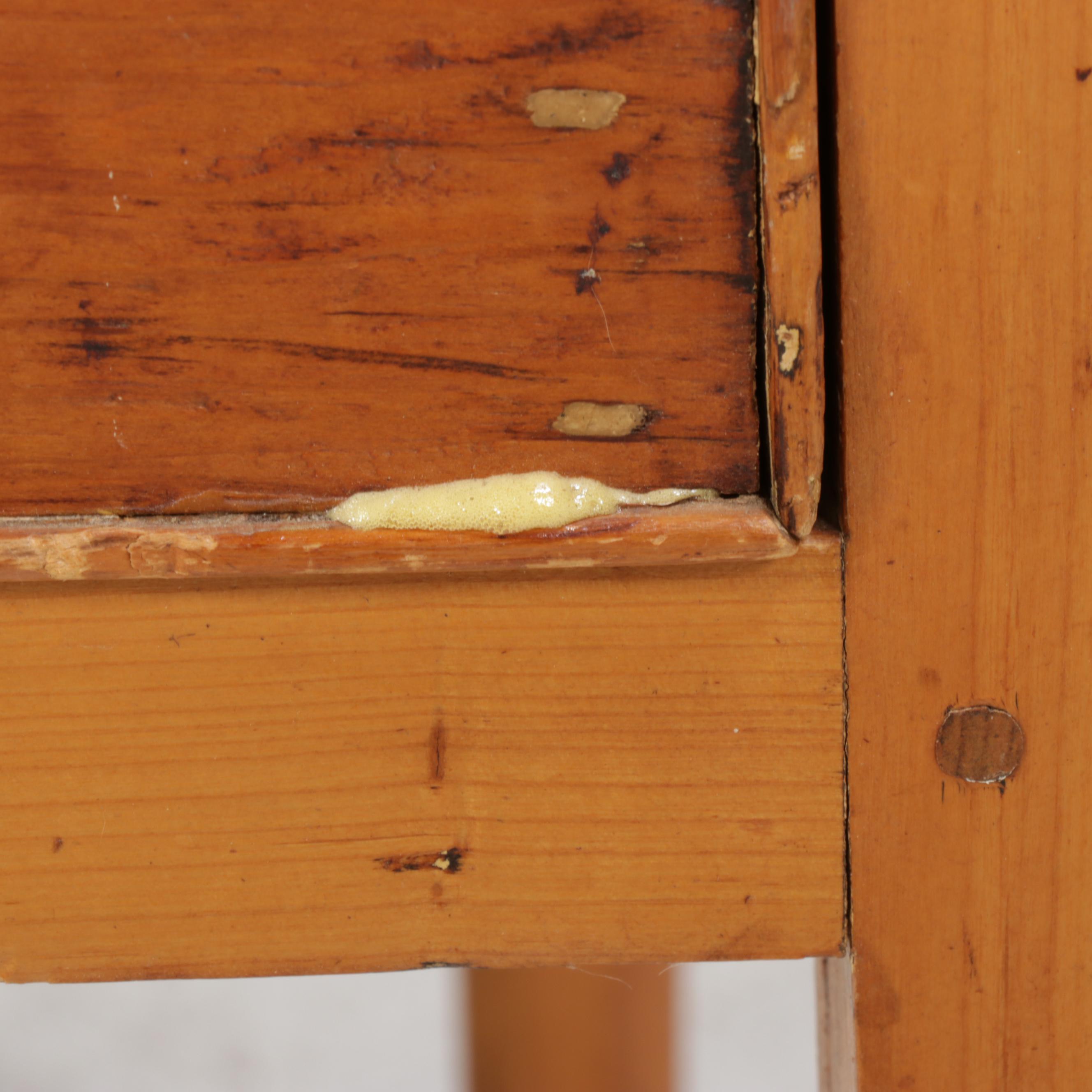 American Primitive Pine Work Table, 19th Century
