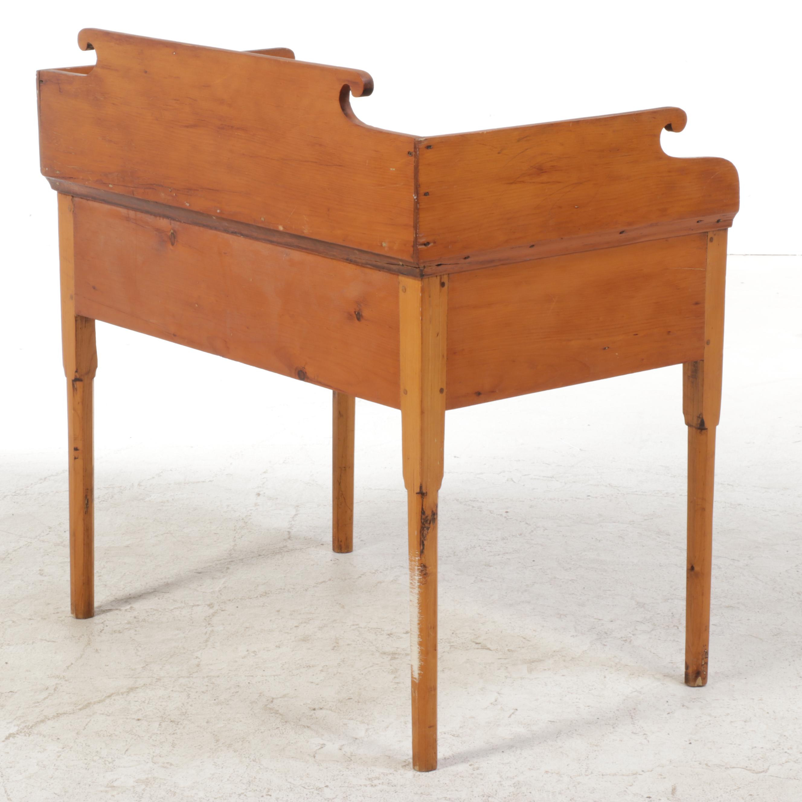 American Primitive Pine Work Table, 19th Century