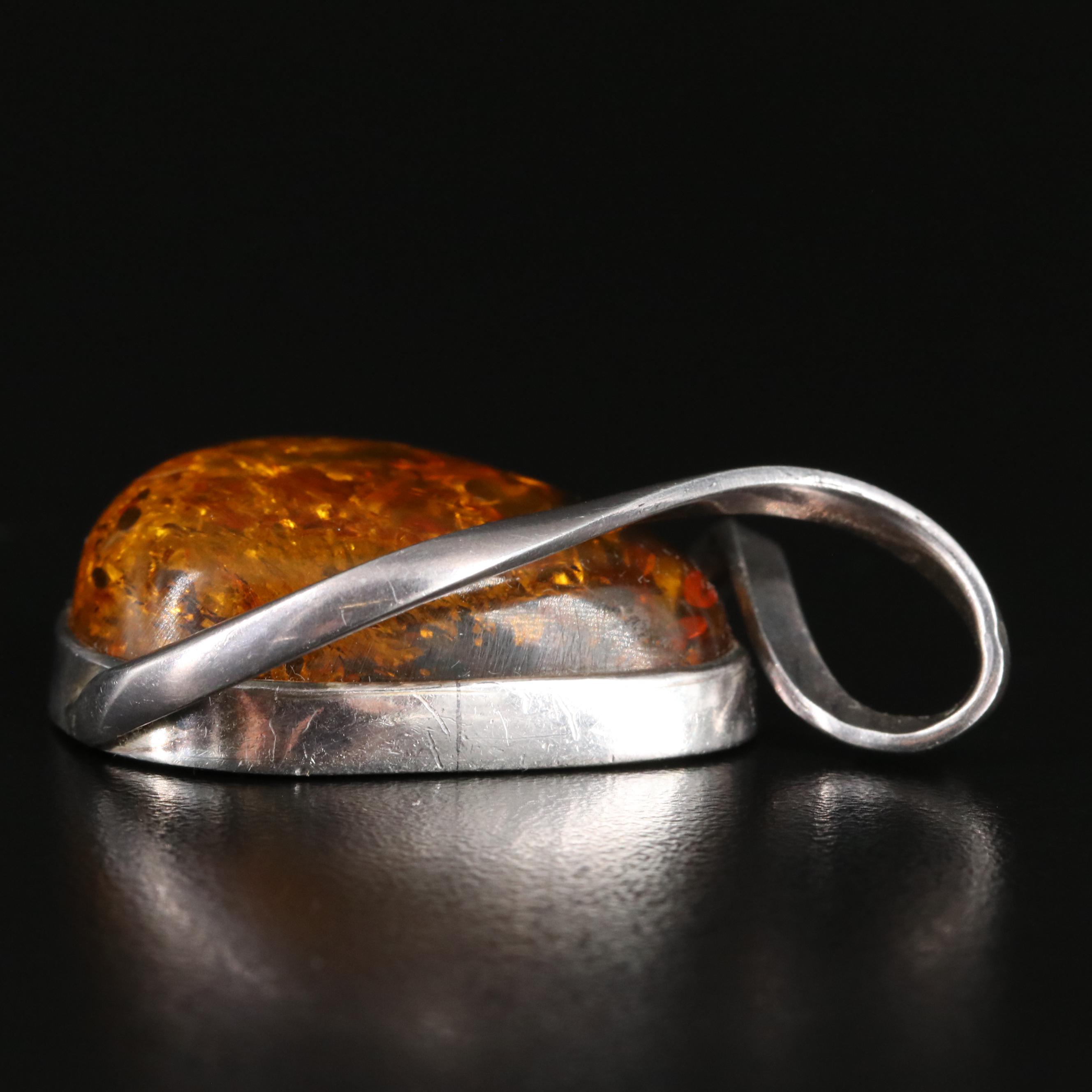 Polish Sterling Amber Pendant