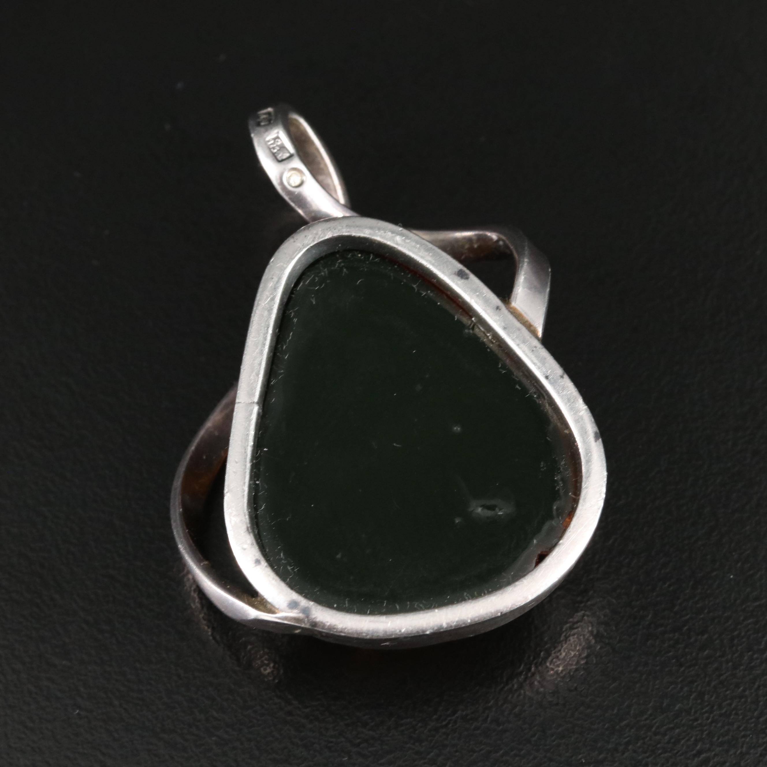 Polish Sterling Amber Pendant