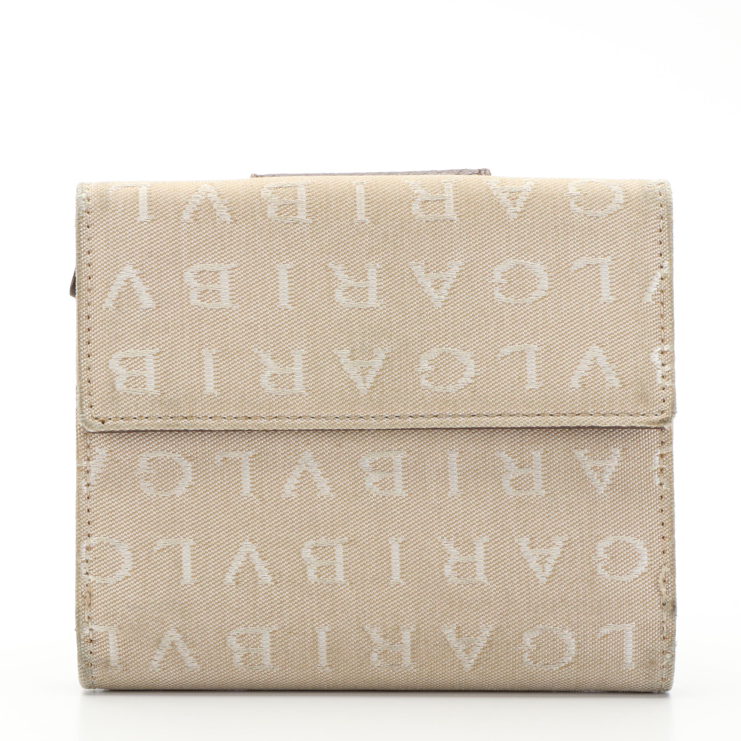 Bvlgari Logo Mania Canvas and Leather Bifold Wallet