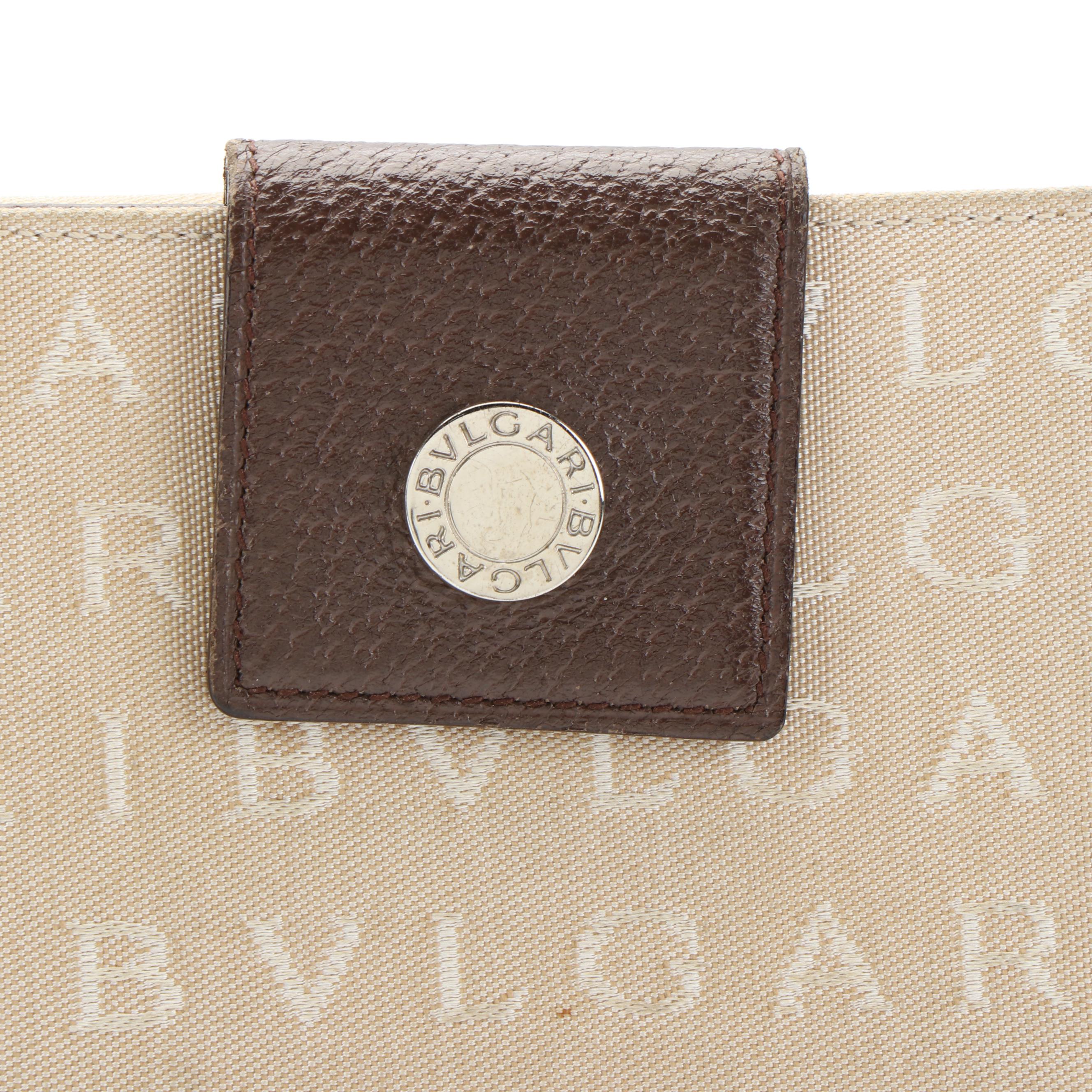 Bvlgari Logo Mania Canvas and Leather Bifold Wallet