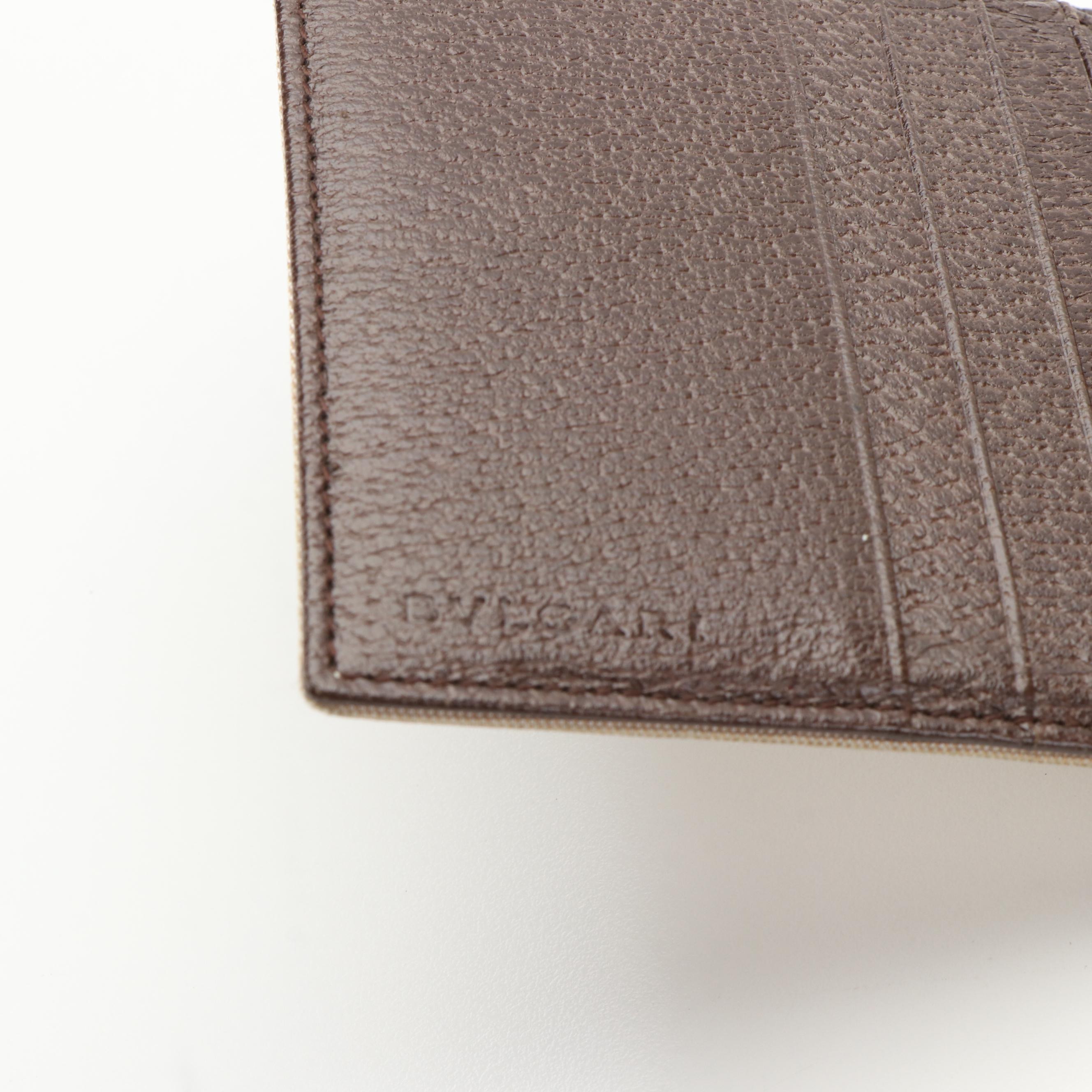 Bvlgari Logo Mania Canvas and Leather Bifold Wallet