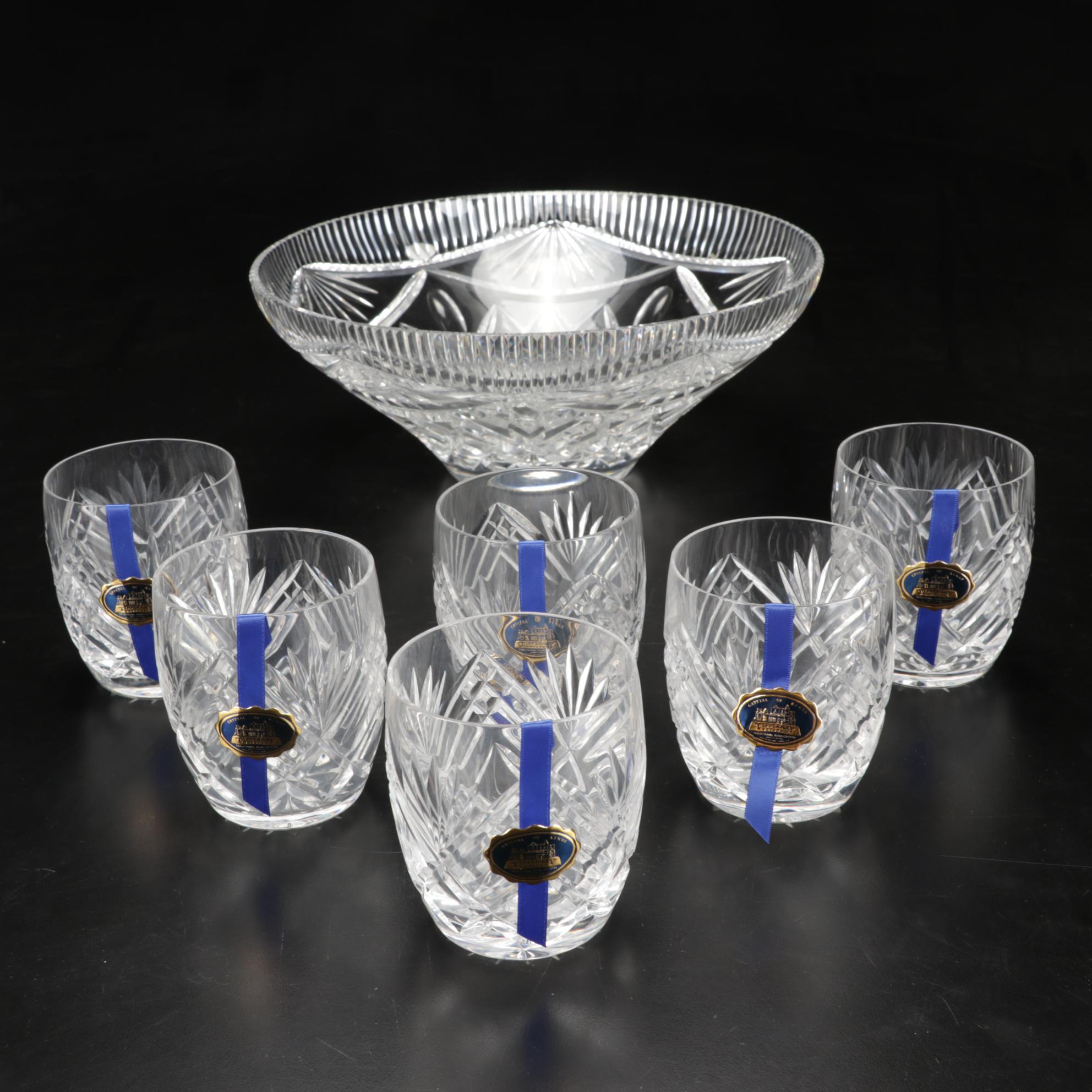 Tipperary Crystal "Slievenamon" Tumblers with Irish Crystal Master Cut Bowl