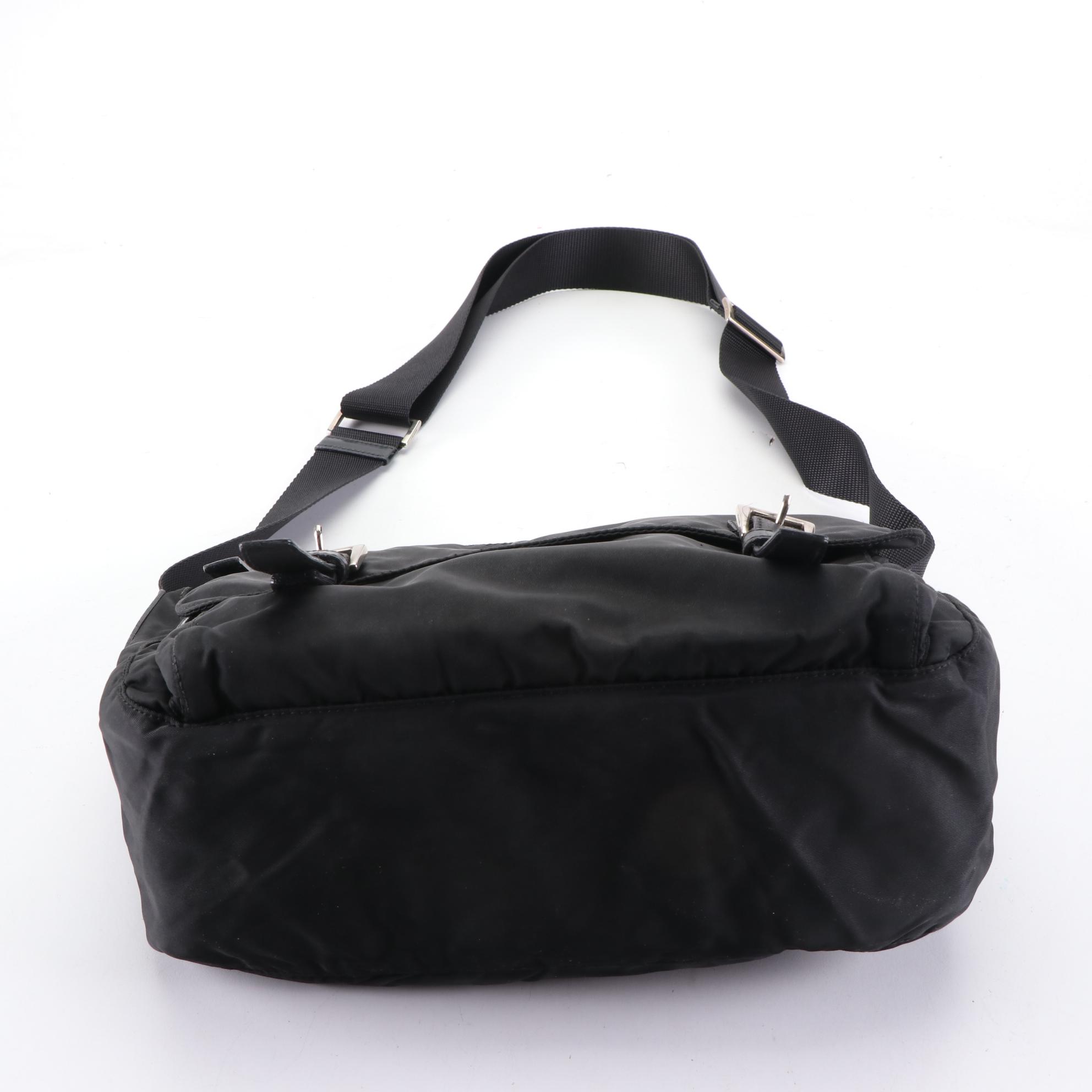 Prada Messenger Bag in Black Tessuto Nylon and Leather Trim