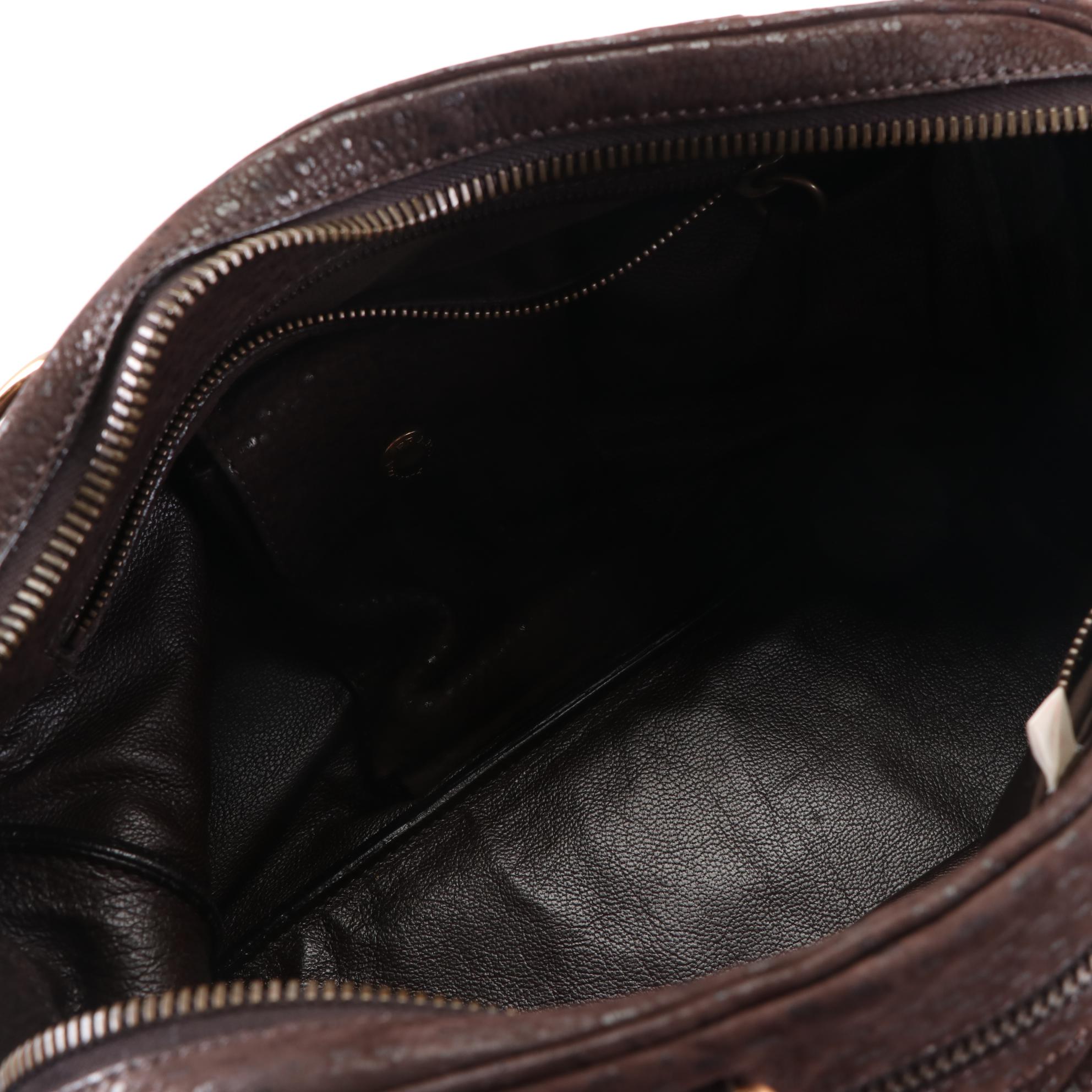 Prada Hand Bag in Brown Textured Calfskin Leather