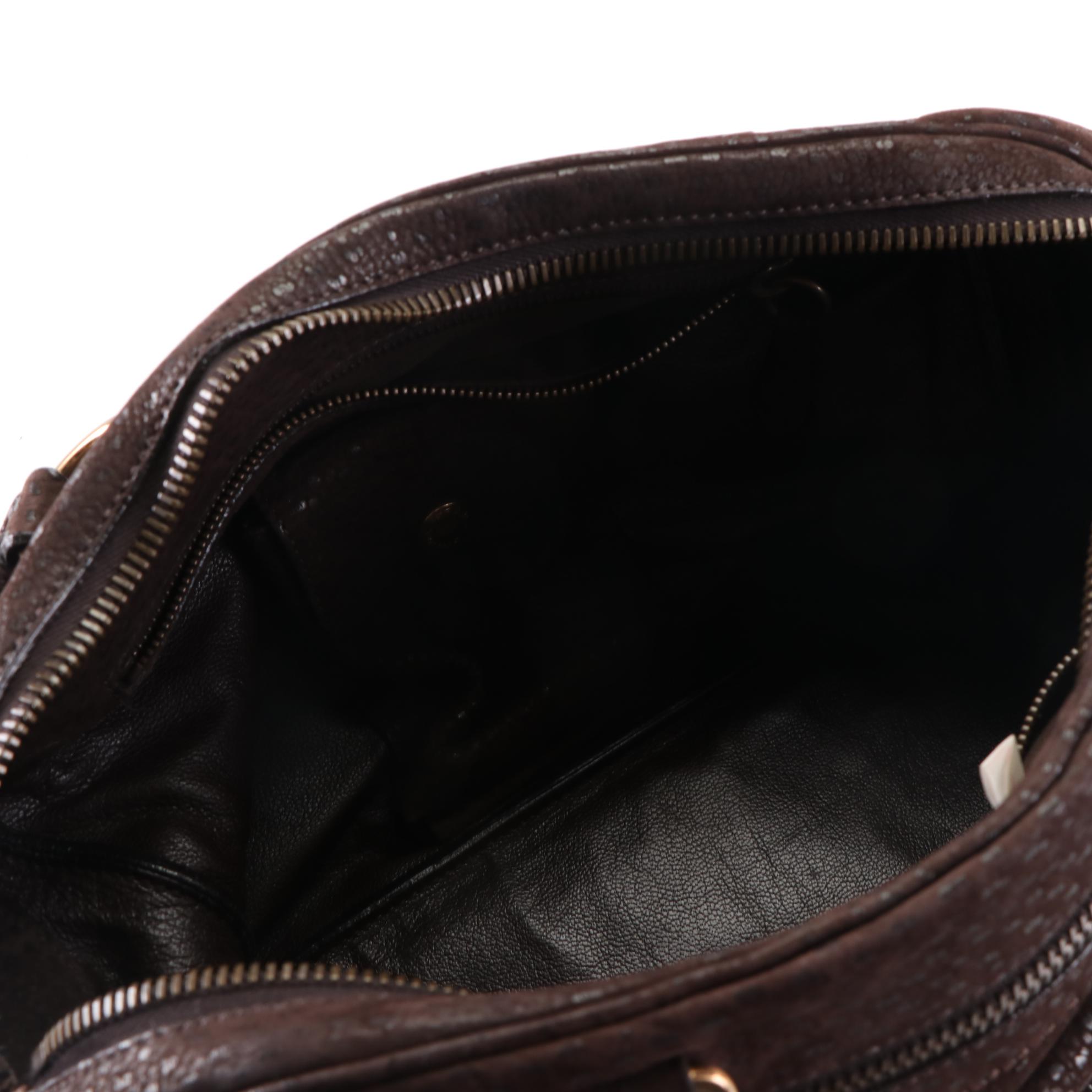 Prada Hand Bag in Brown Textured Calfskin Leather