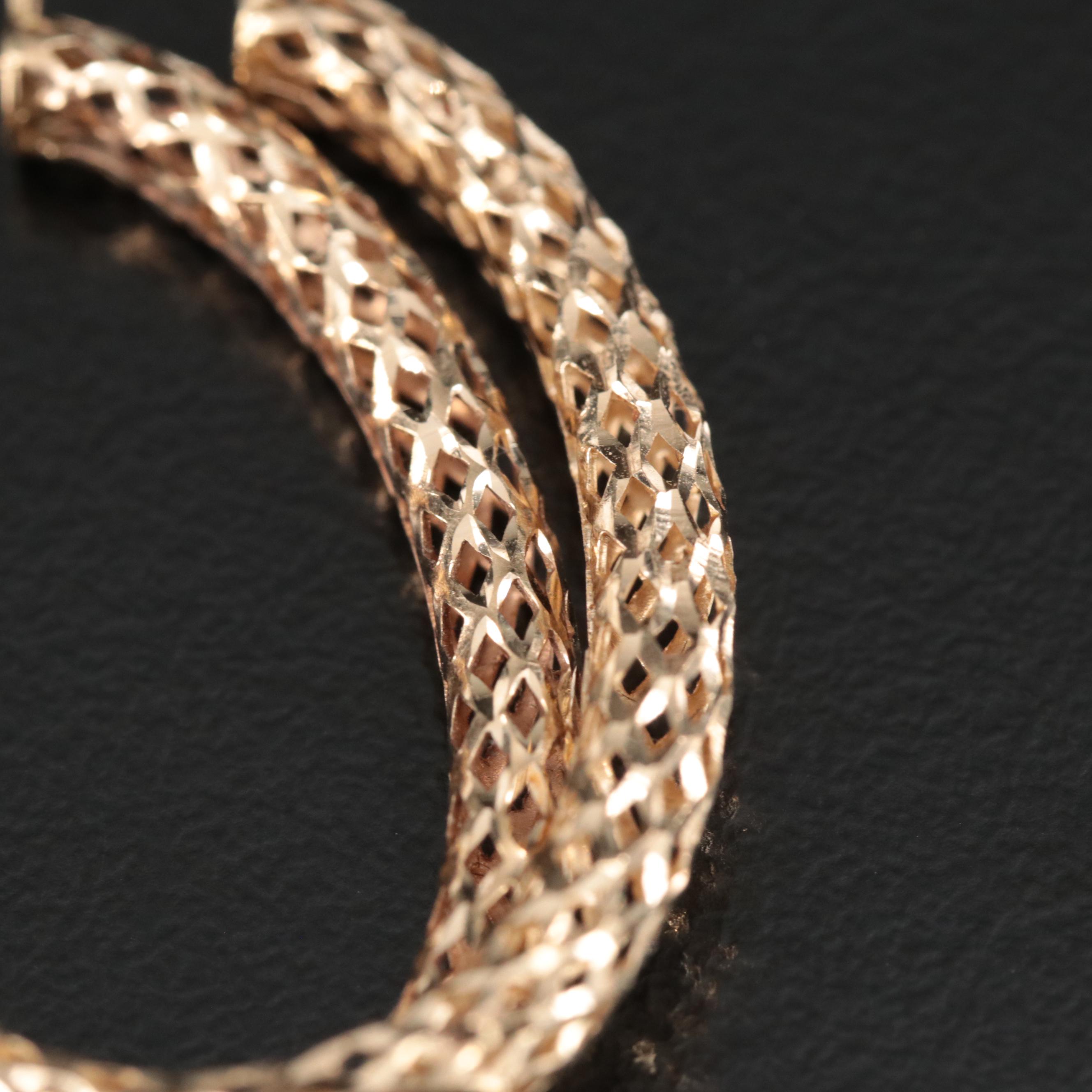 14K Lattice Oval Hoop Earrings