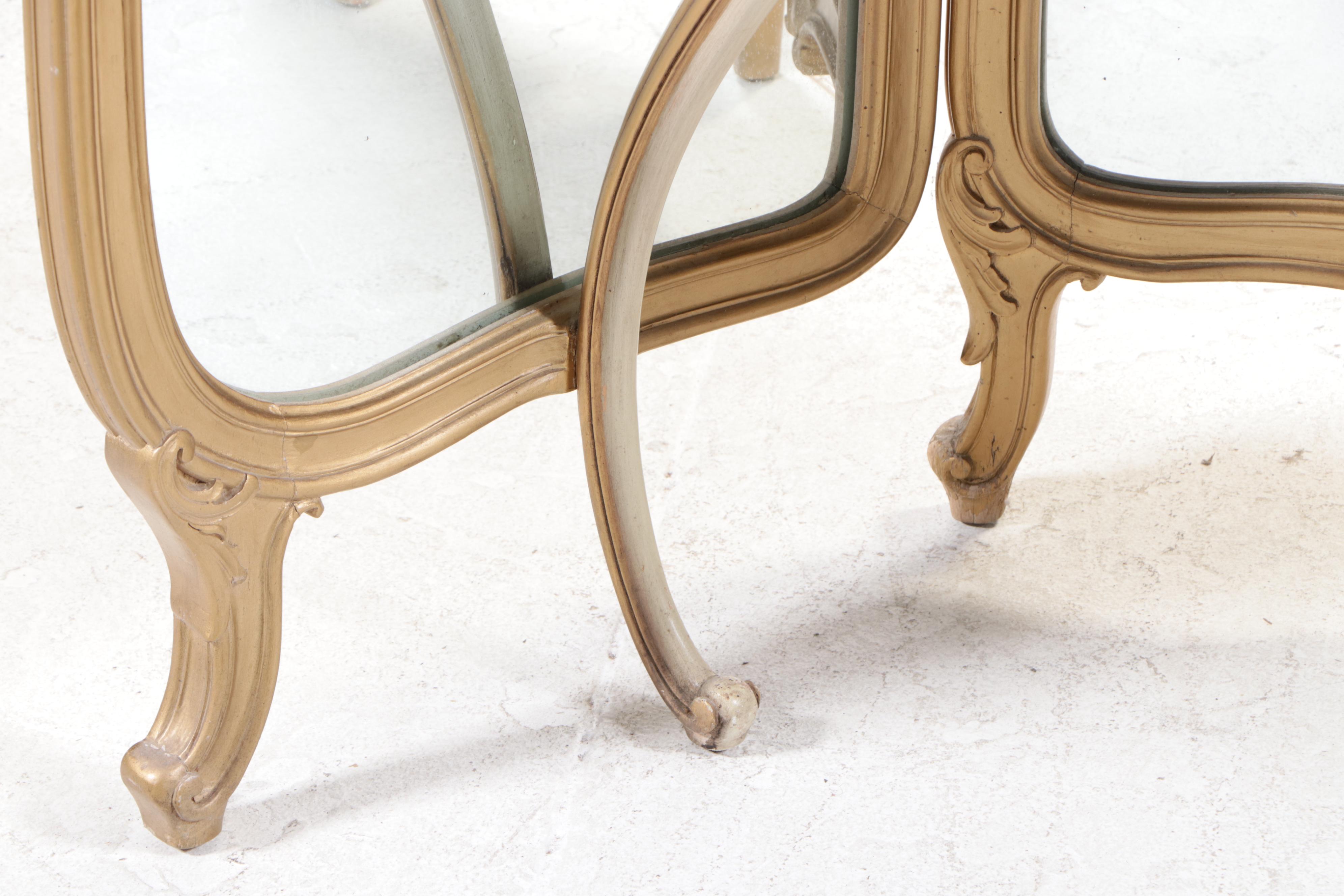 Hollywood Regency Style Dressing Table with Tri-Fold Floor Length Mirrors