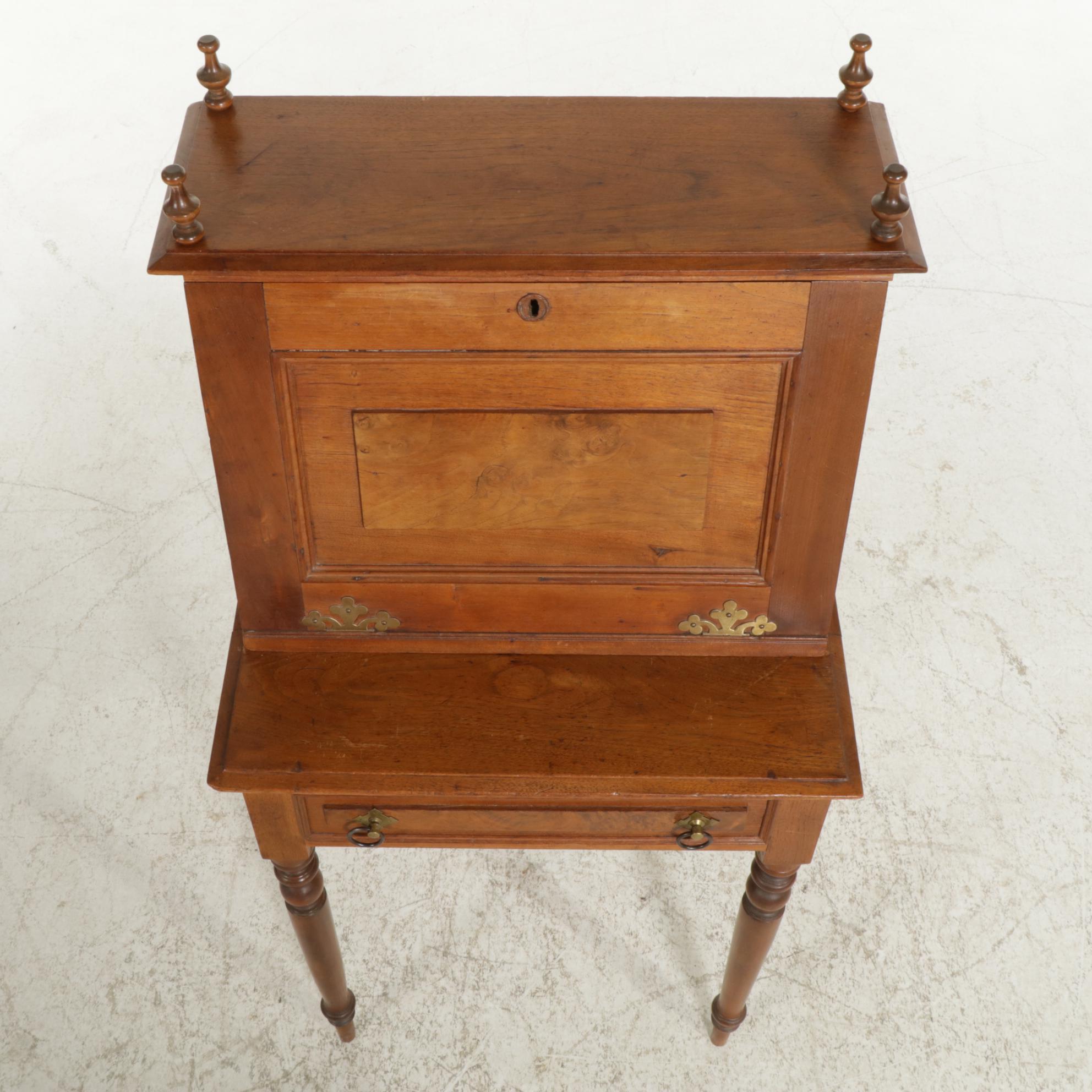 Victorian Walnut Secretary Desk, Late 19th Century