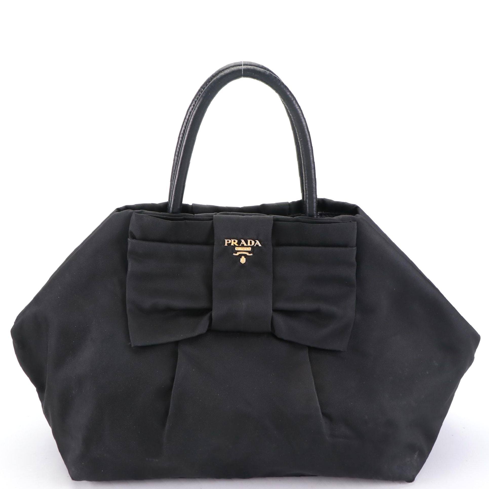 Prada Fiocco Bow Handbag in Tessuto Nylon and Leather