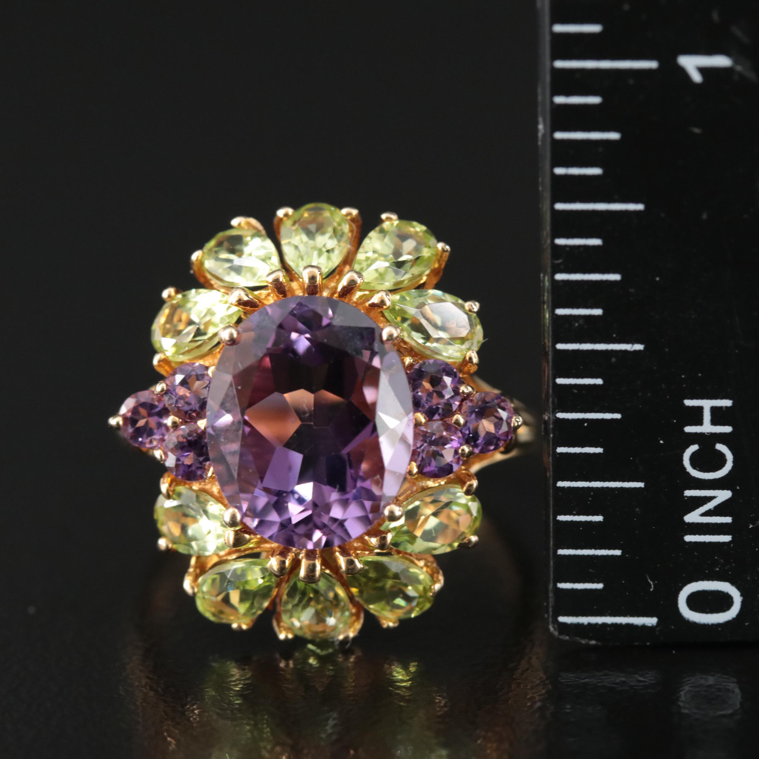 14K Amethyst and Peridot Ring