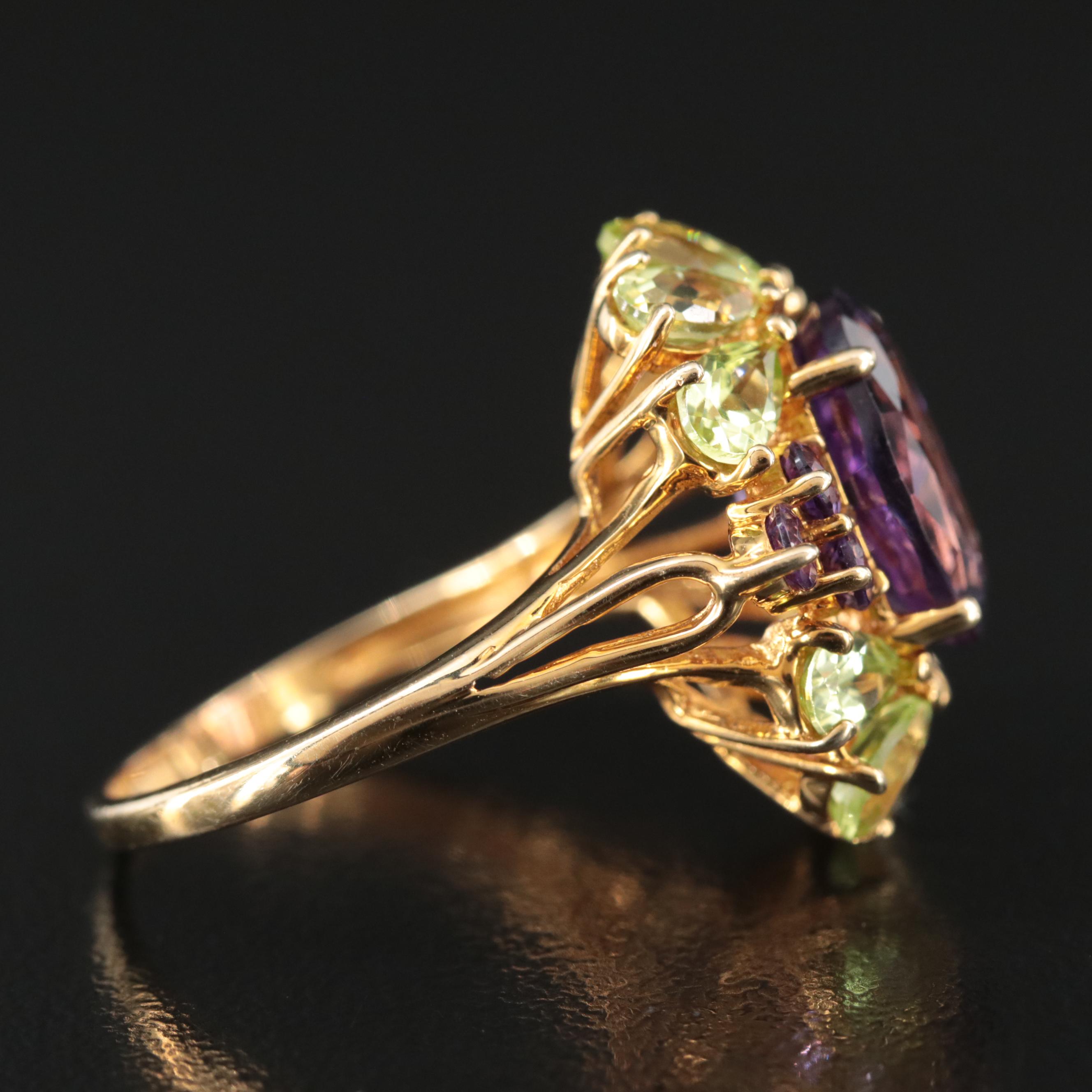 14K Amethyst and Peridot Ring