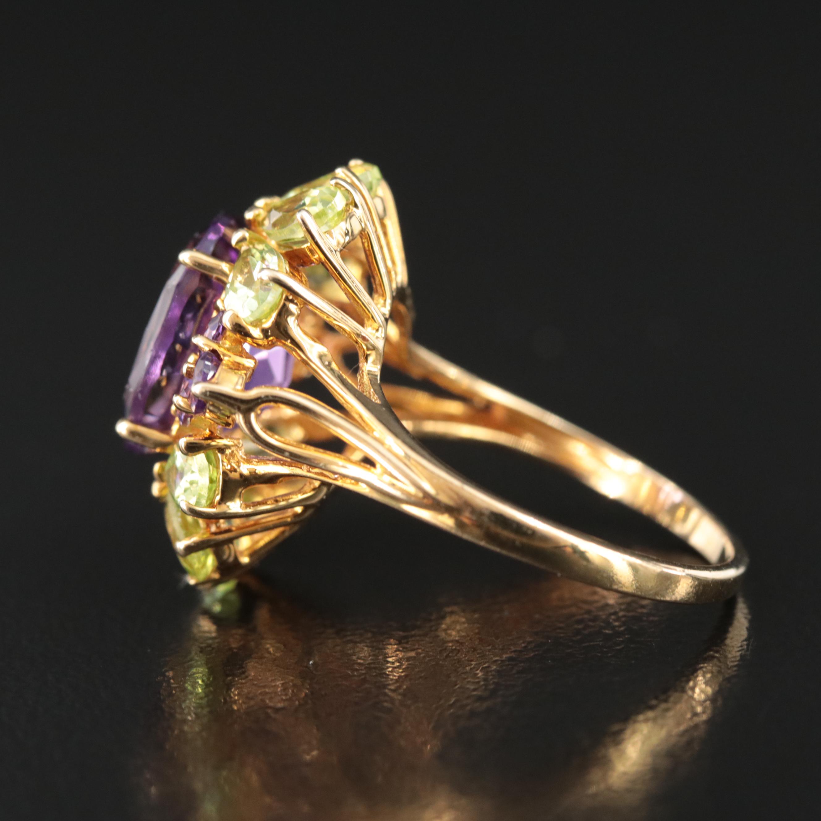 14K Amethyst and Peridot Ring