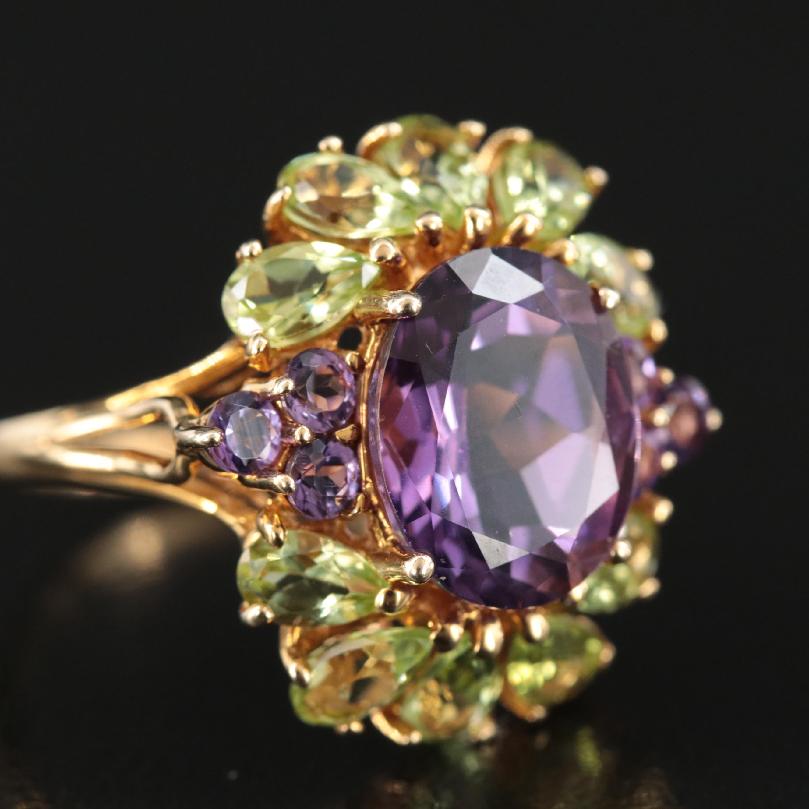 14K Amethyst and Peridot Ring