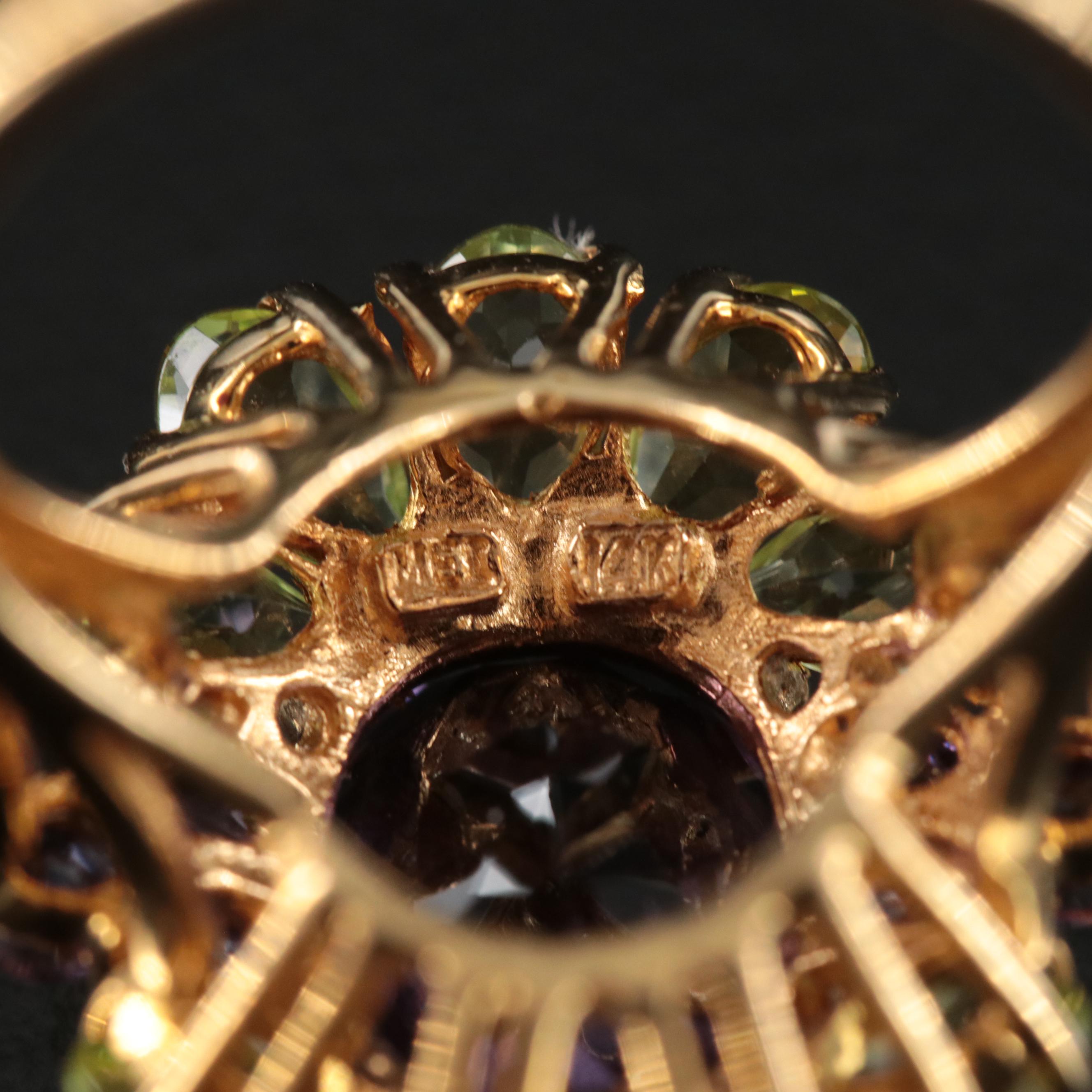 14K Amethyst and Peridot Ring