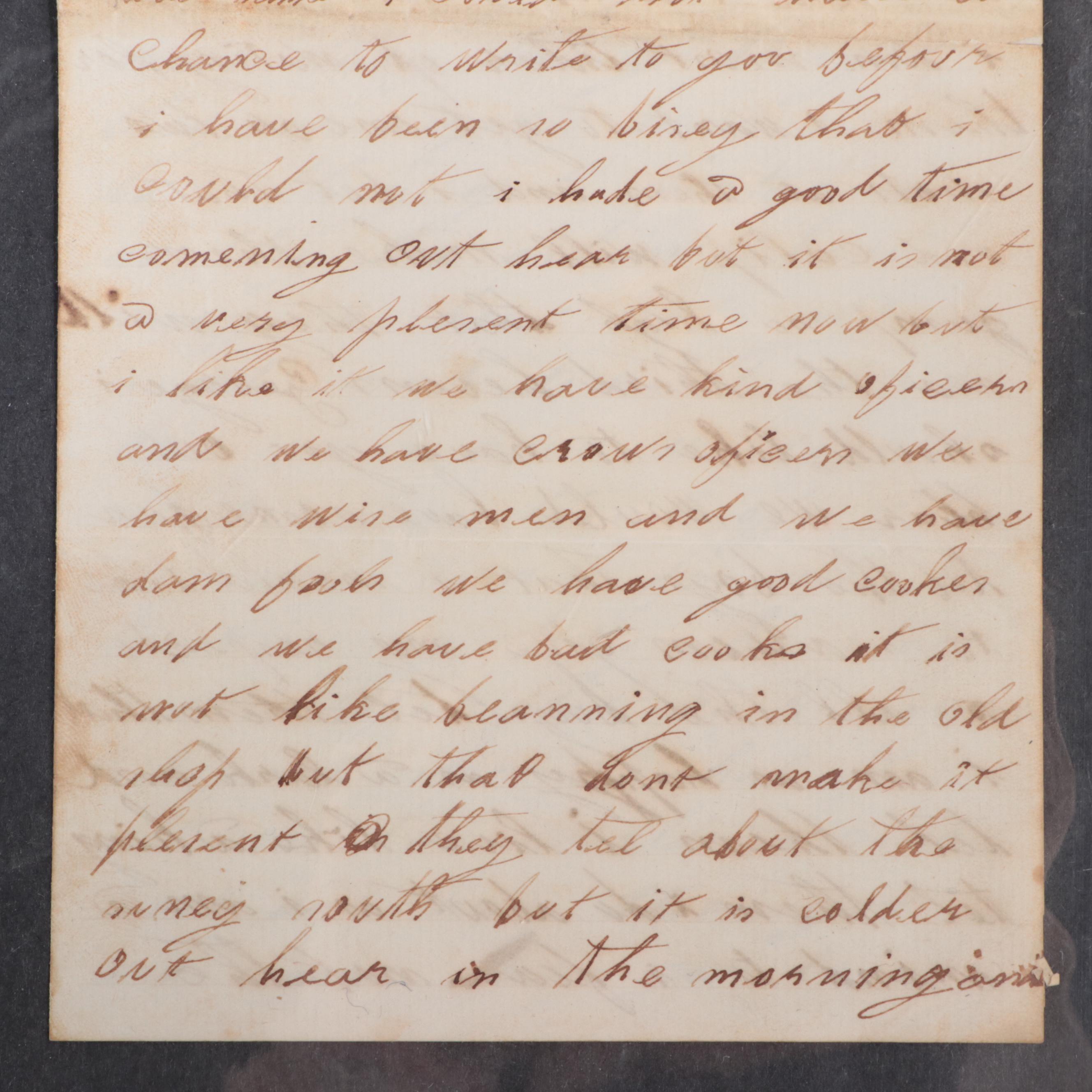 Early Civil War Letter from Union Soldier at Fort Albany in Virginia, 1861