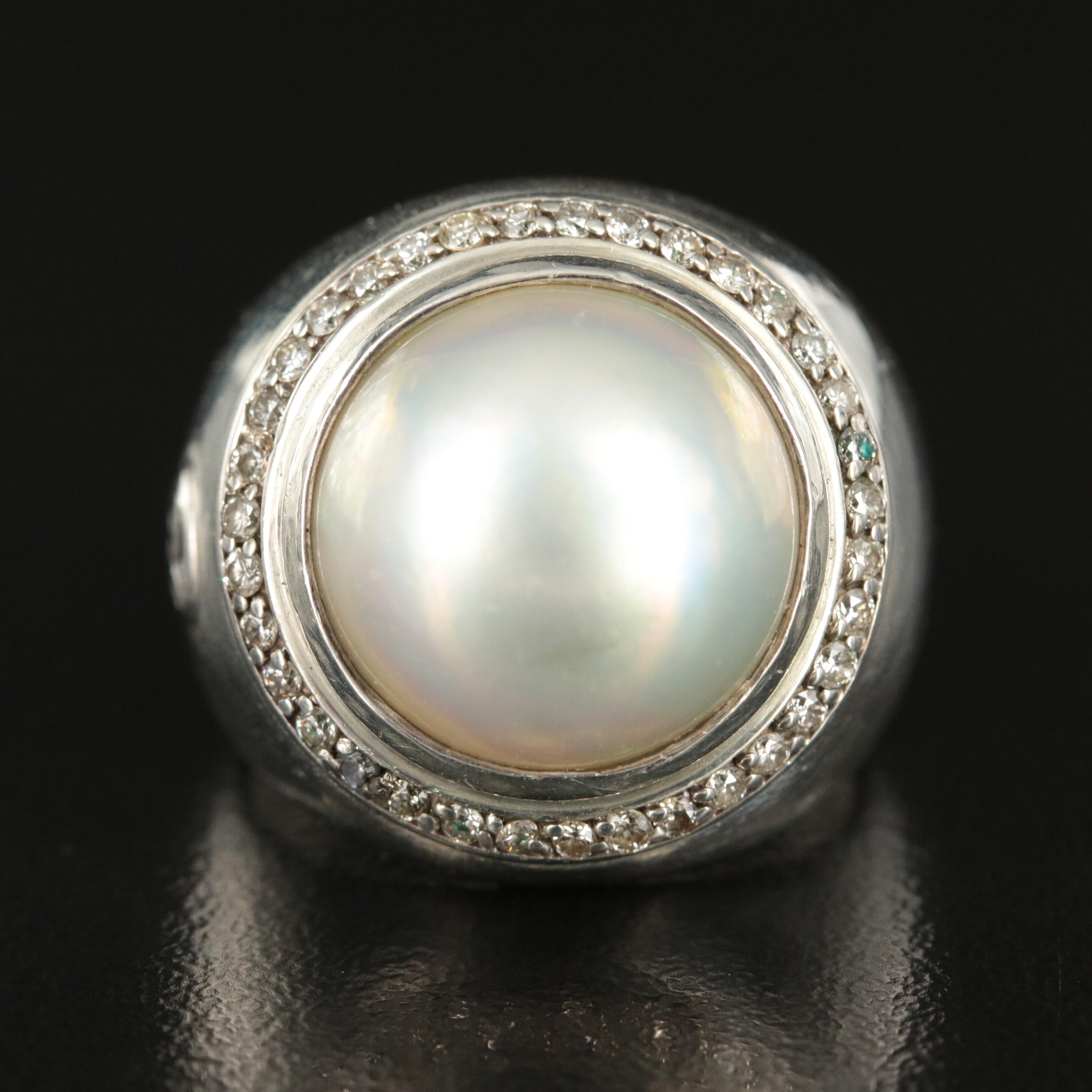 David Yurman Sterling Mabé Pearl and 0.42 CTW Diamond Ring
