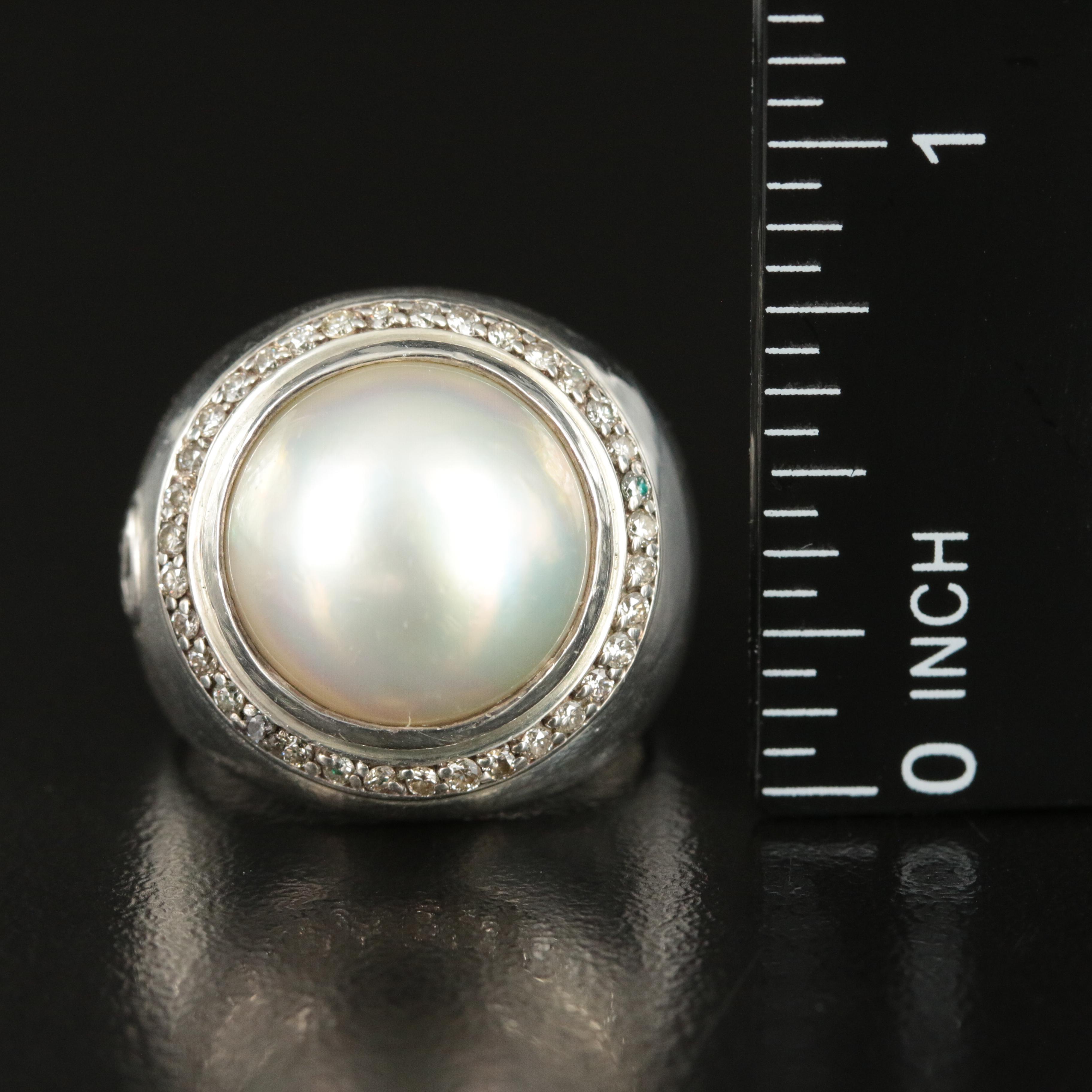 David Yurman Sterling Mabé Pearl and 0.42 CTW Diamond Ring