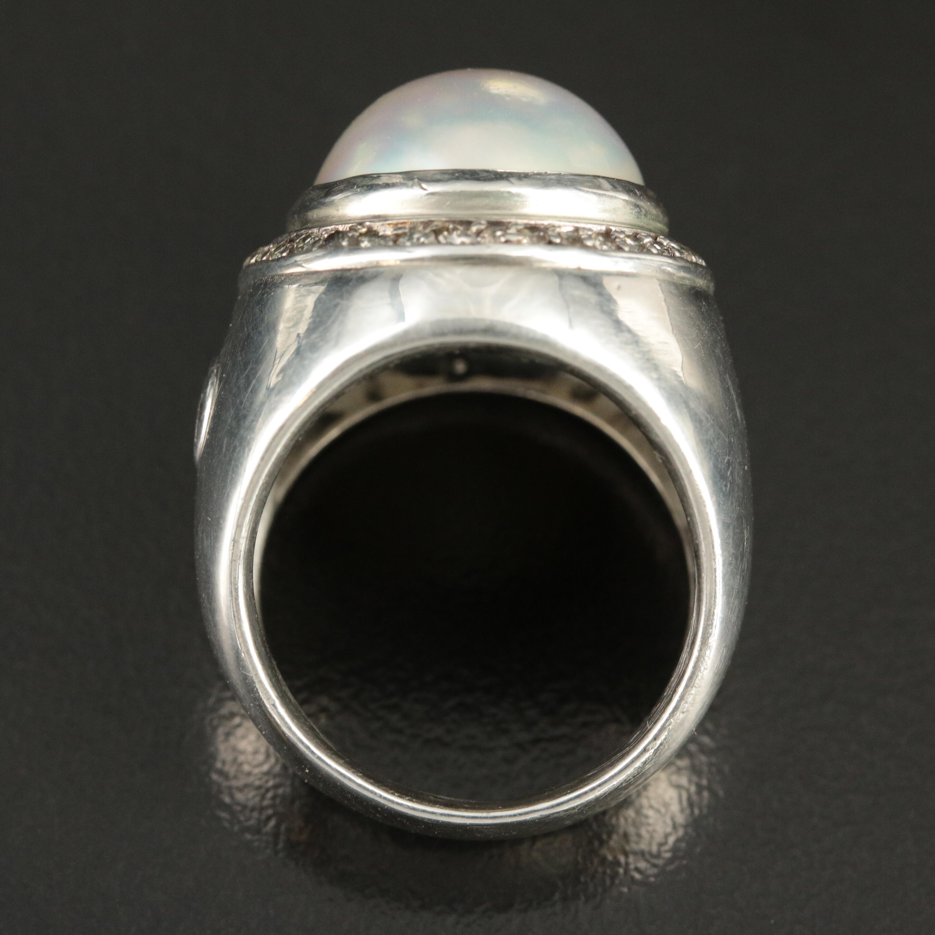 David Yurman Sterling Mabé Pearl and 0.42 CTW Diamond Ring