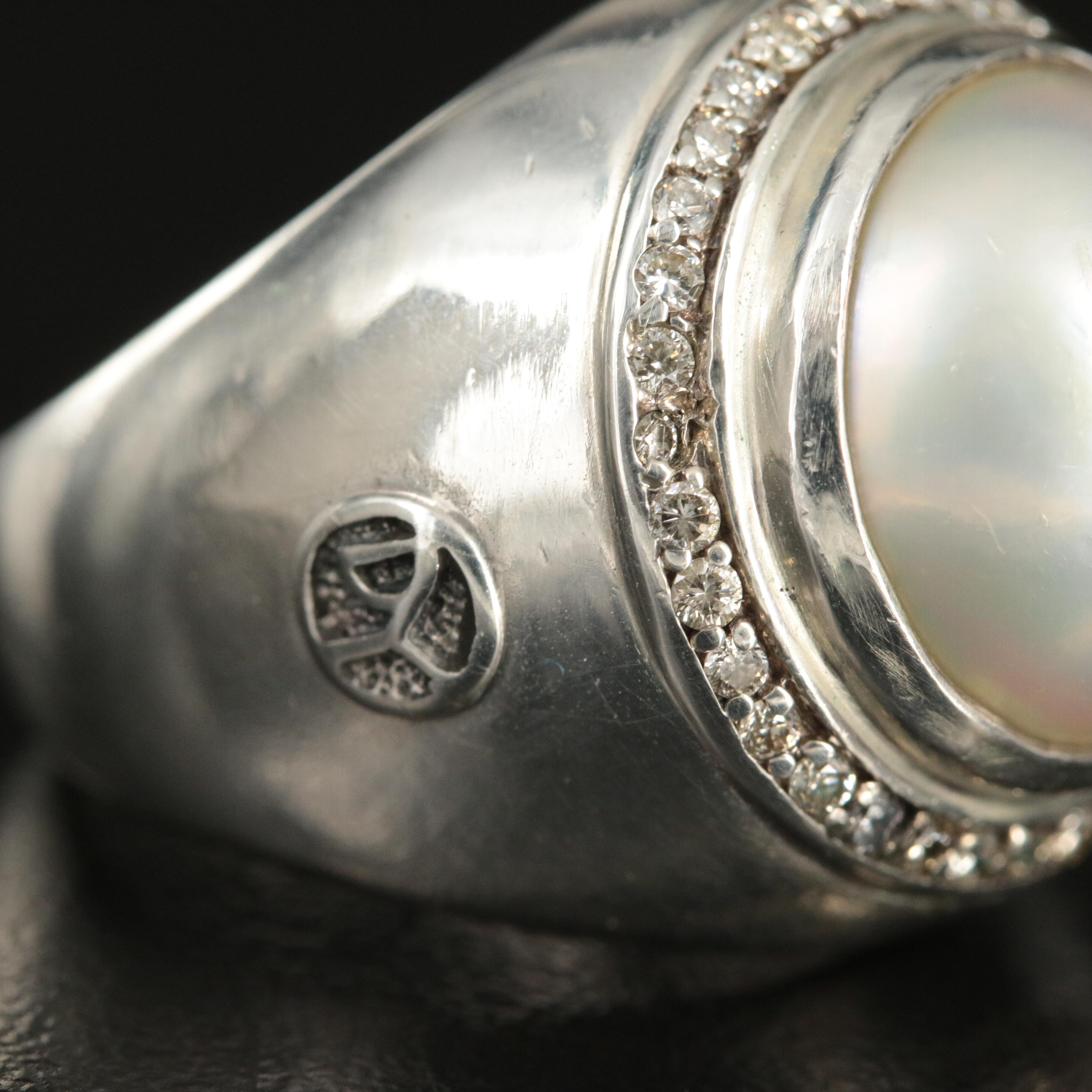 David Yurman Sterling Mabé Pearl and 0.42 CTW Diamond Ring