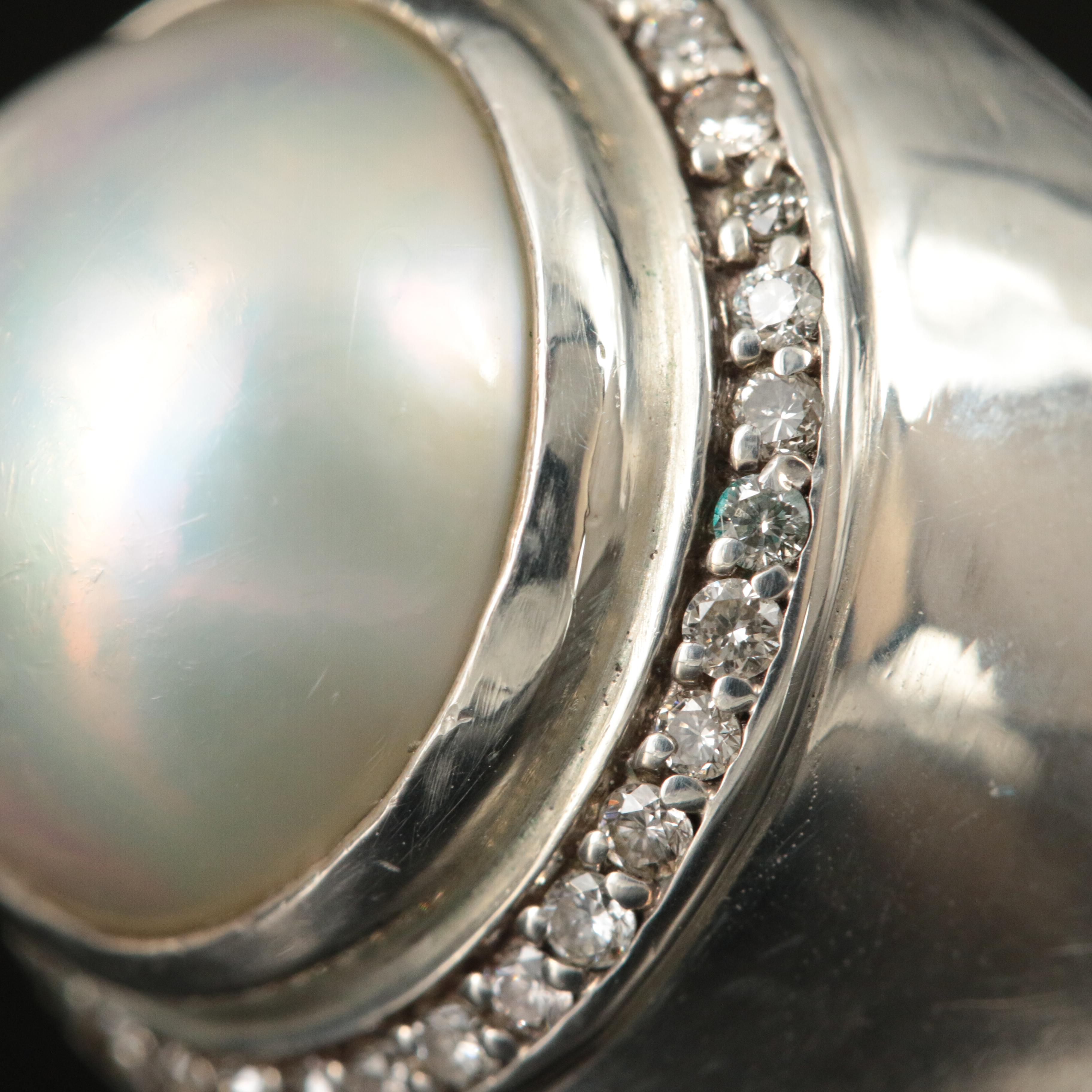 David Yurman Sterling Mabé Pearl and 0.42 CTW Diamond Ring