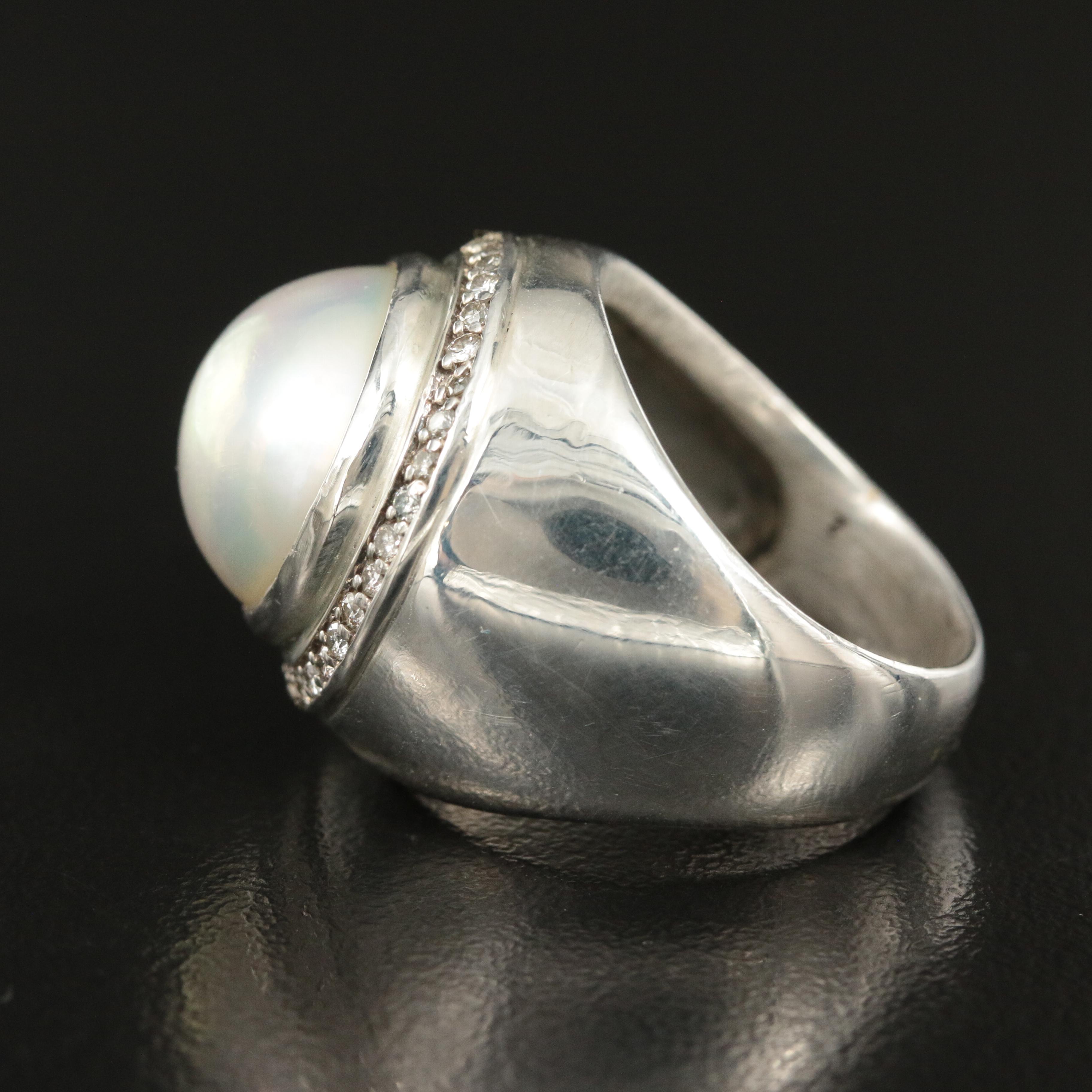 David Yurman Sterling Mabé Pearl and 0.42 CTW Diamond Ring