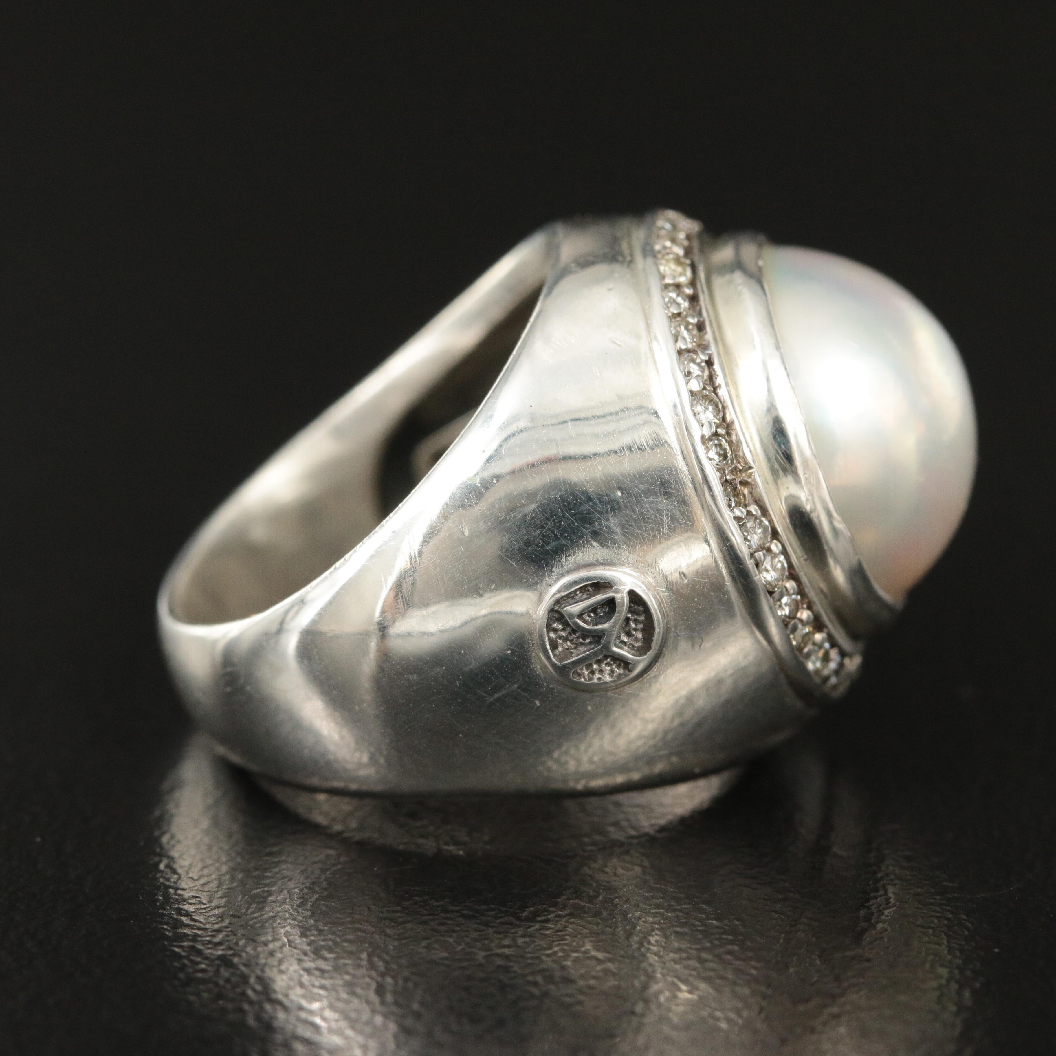 David Yurman Sterling Mabé Pearl and 0.42 CTW Diamond Ring