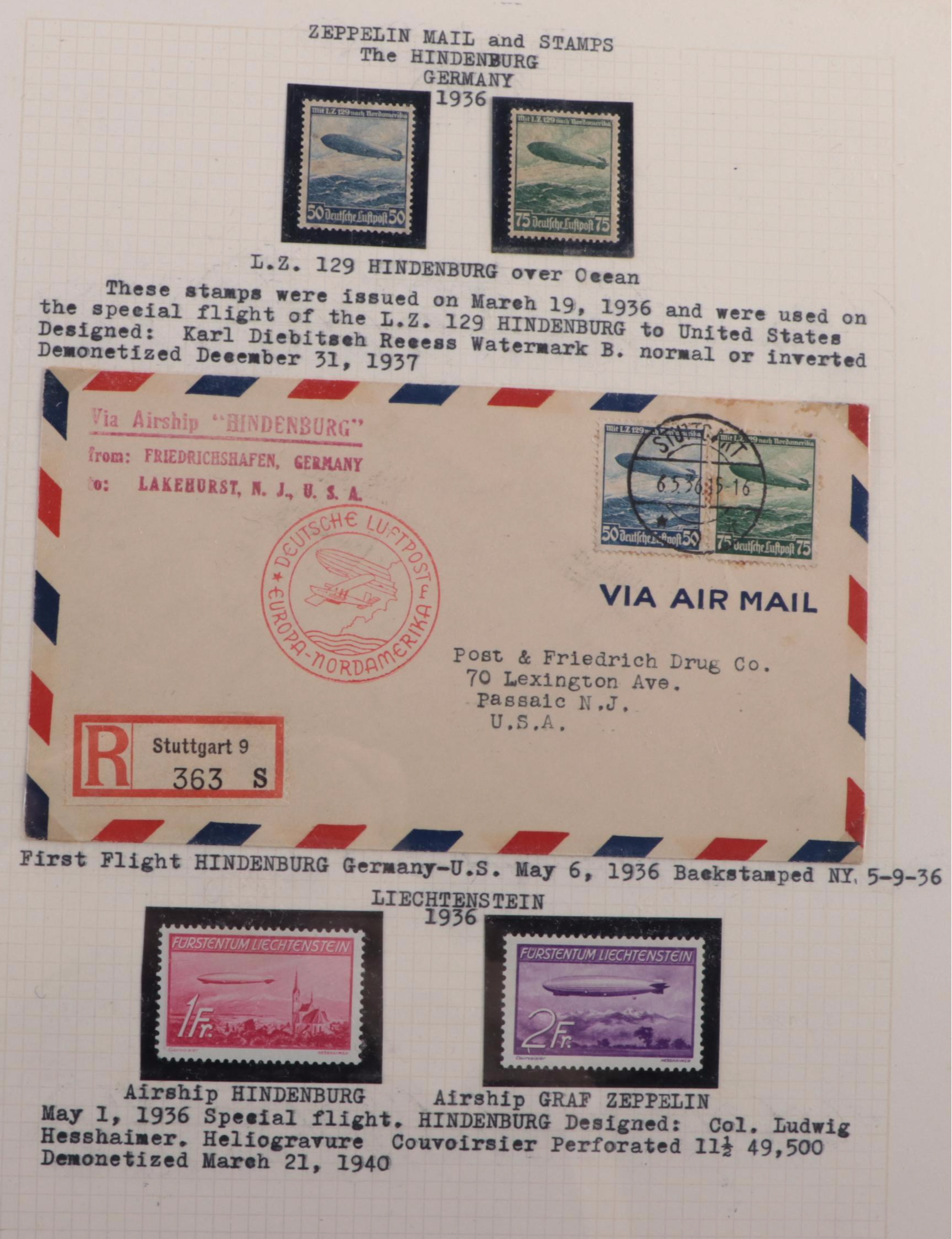 German Zeppelin Postcards, Stamps and Postal Covers, 1930s
