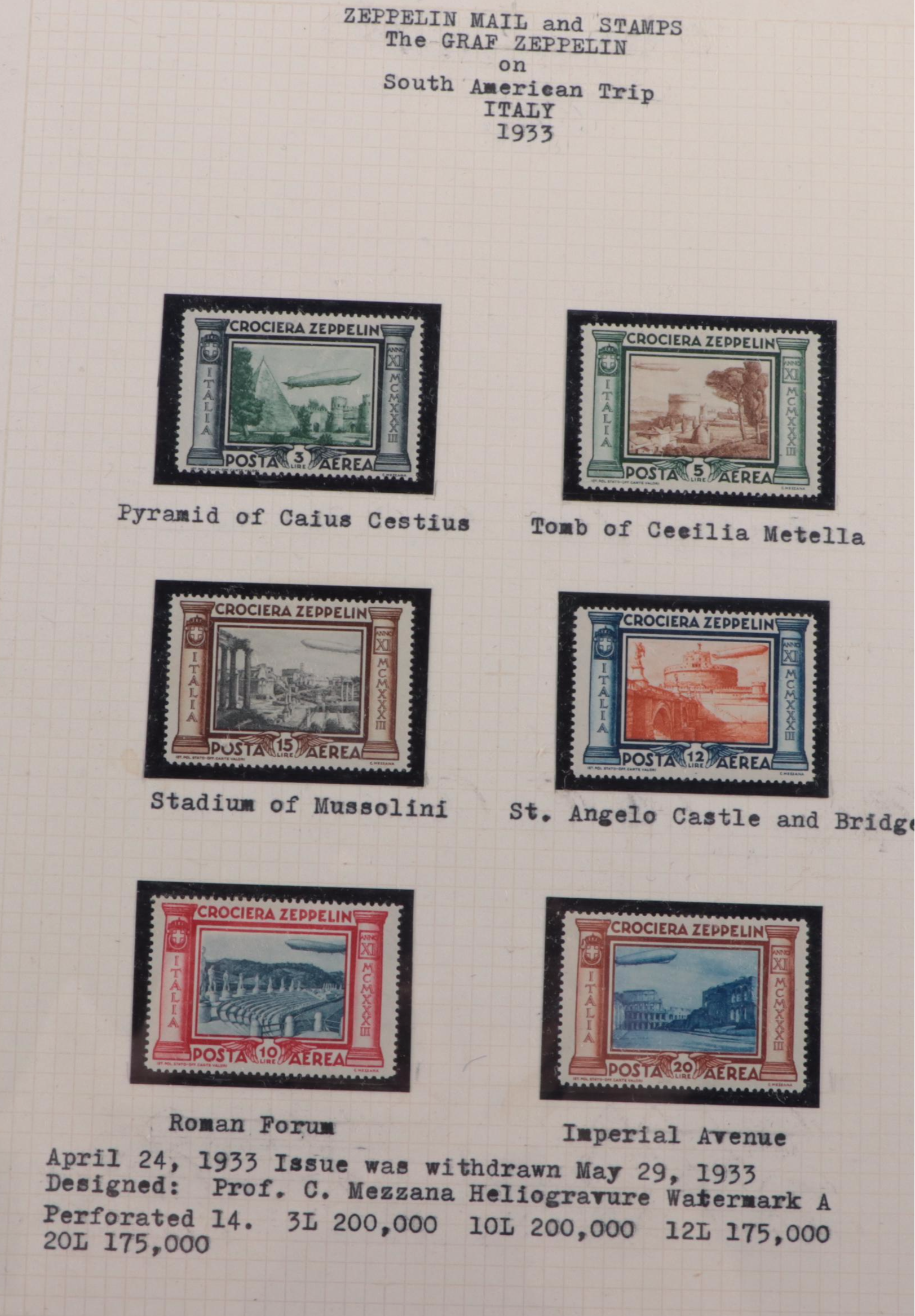 German Zeppelin Postcards, Stamps and Postal Covers, 1930s