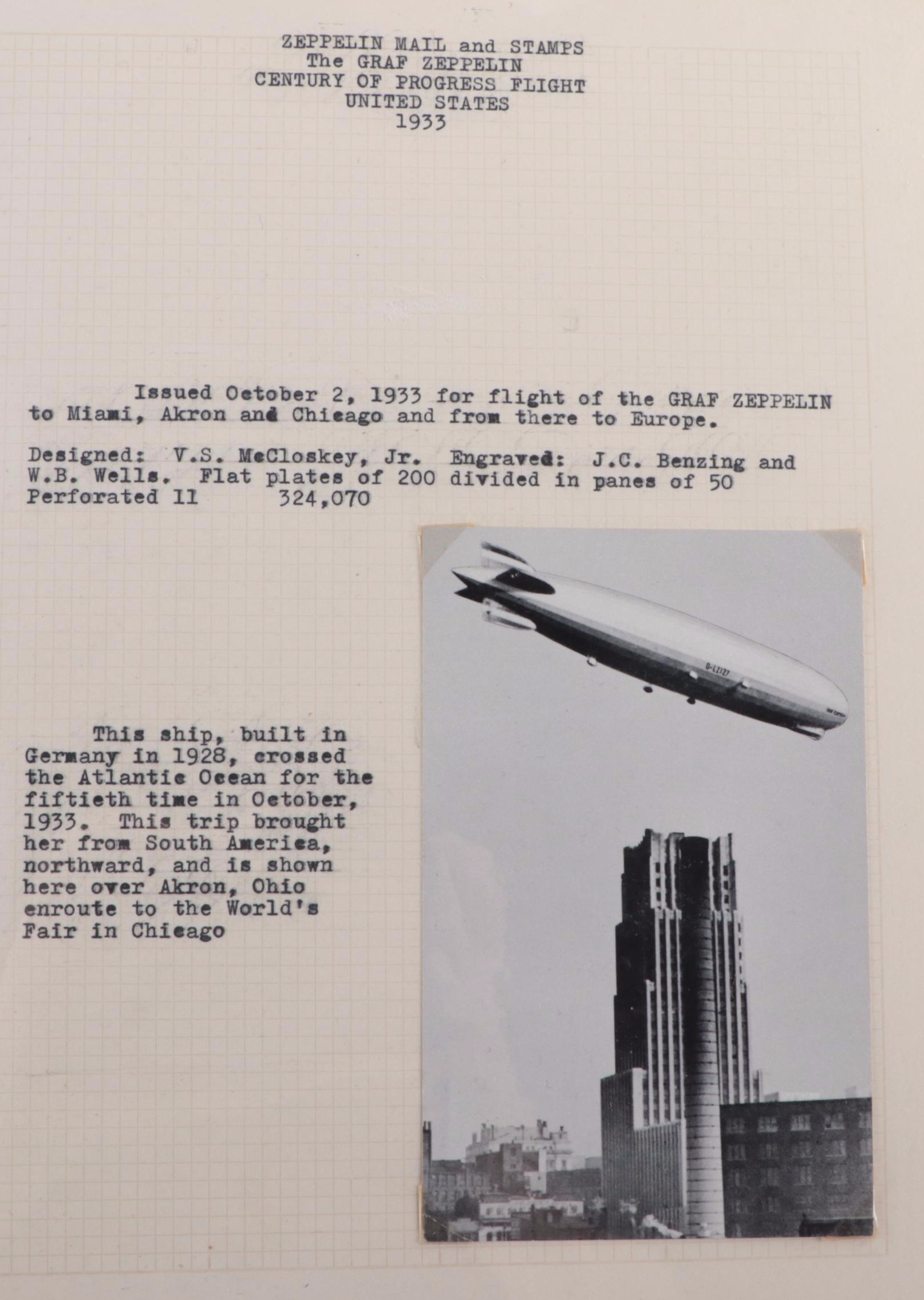 German Zeppelin Postcards, Stamps and Postal Covers, 1930s