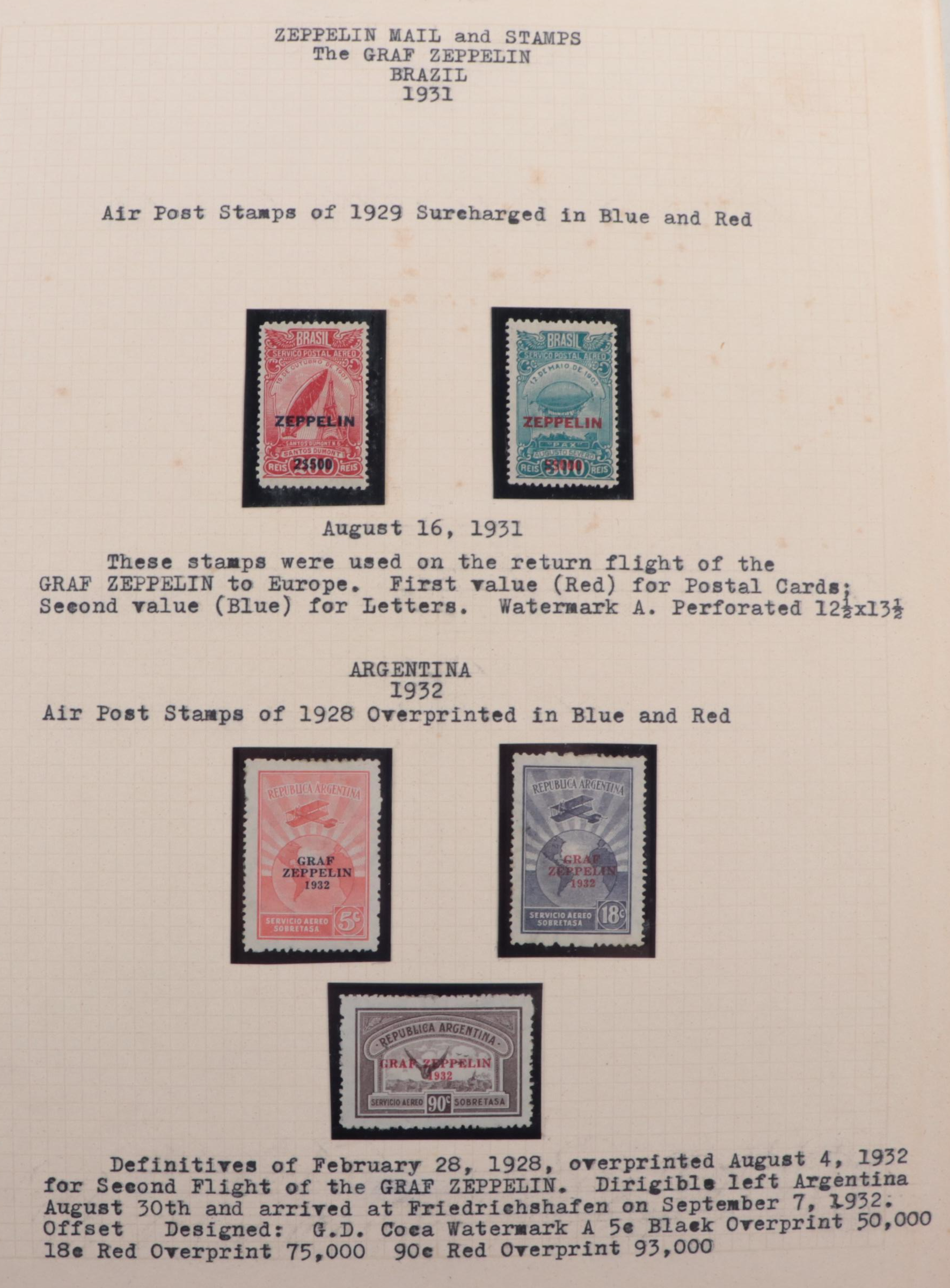 German Zeppelin Postcards, Stamps and Postal Covers, 1930s