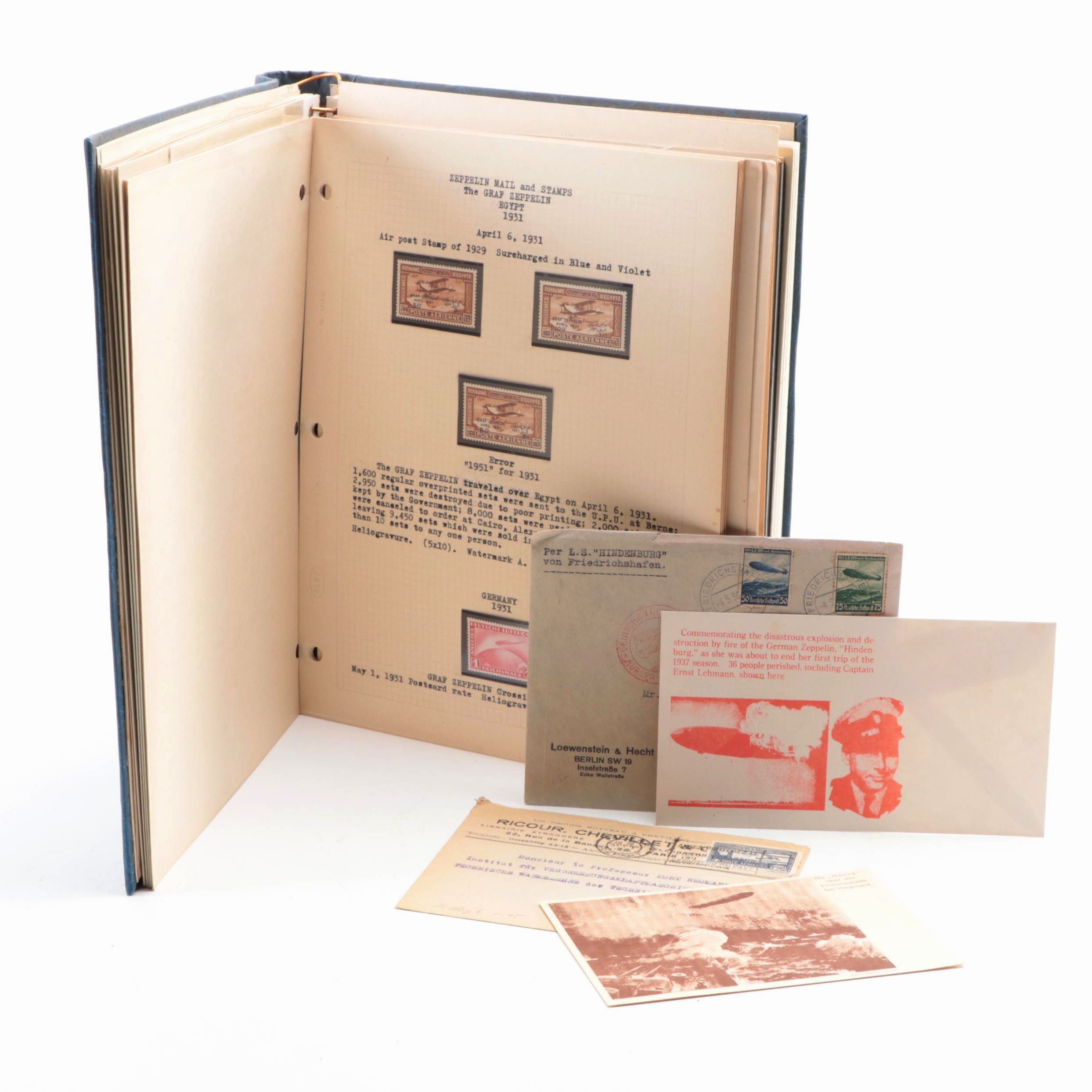 German Zeppelin Postcards, Stamps and Postal Covers, 1930s