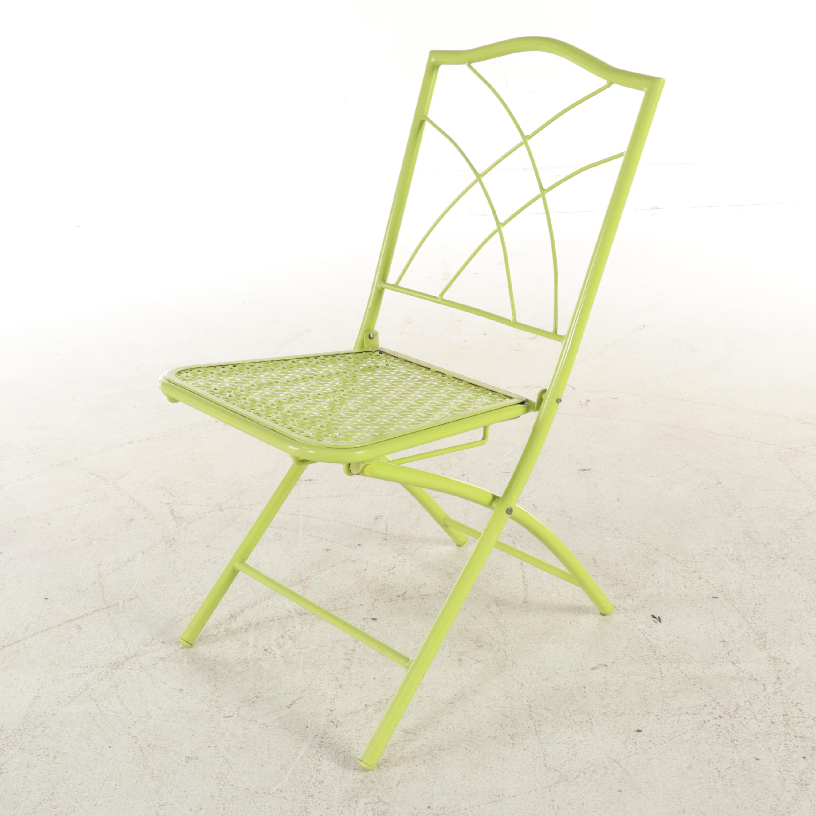 Pair of Painted Metal Folding Patio Chairs