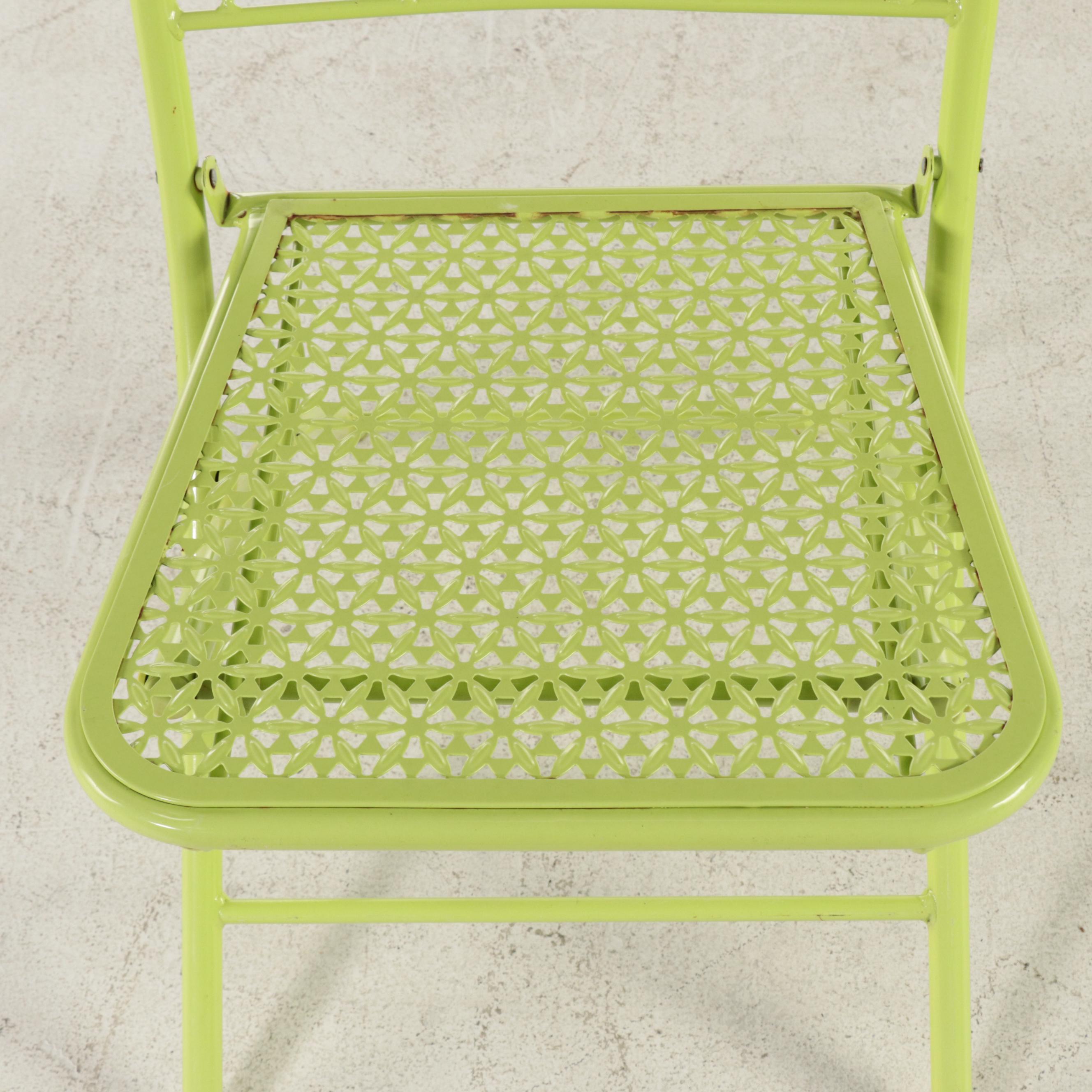 Pair of Painted Metal Folding Patio Chairs