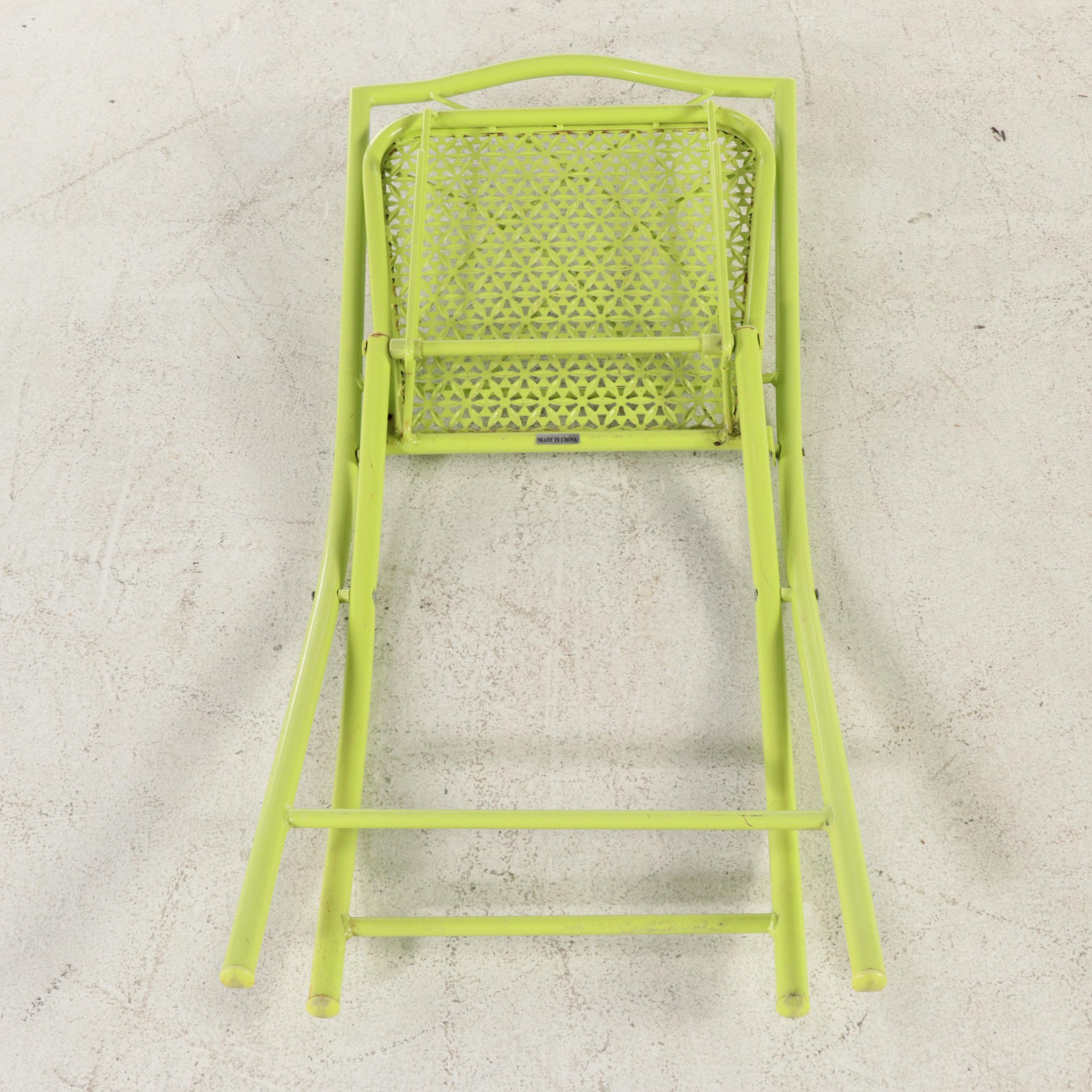 Pair of Painted Metal Folding Patio Chairs