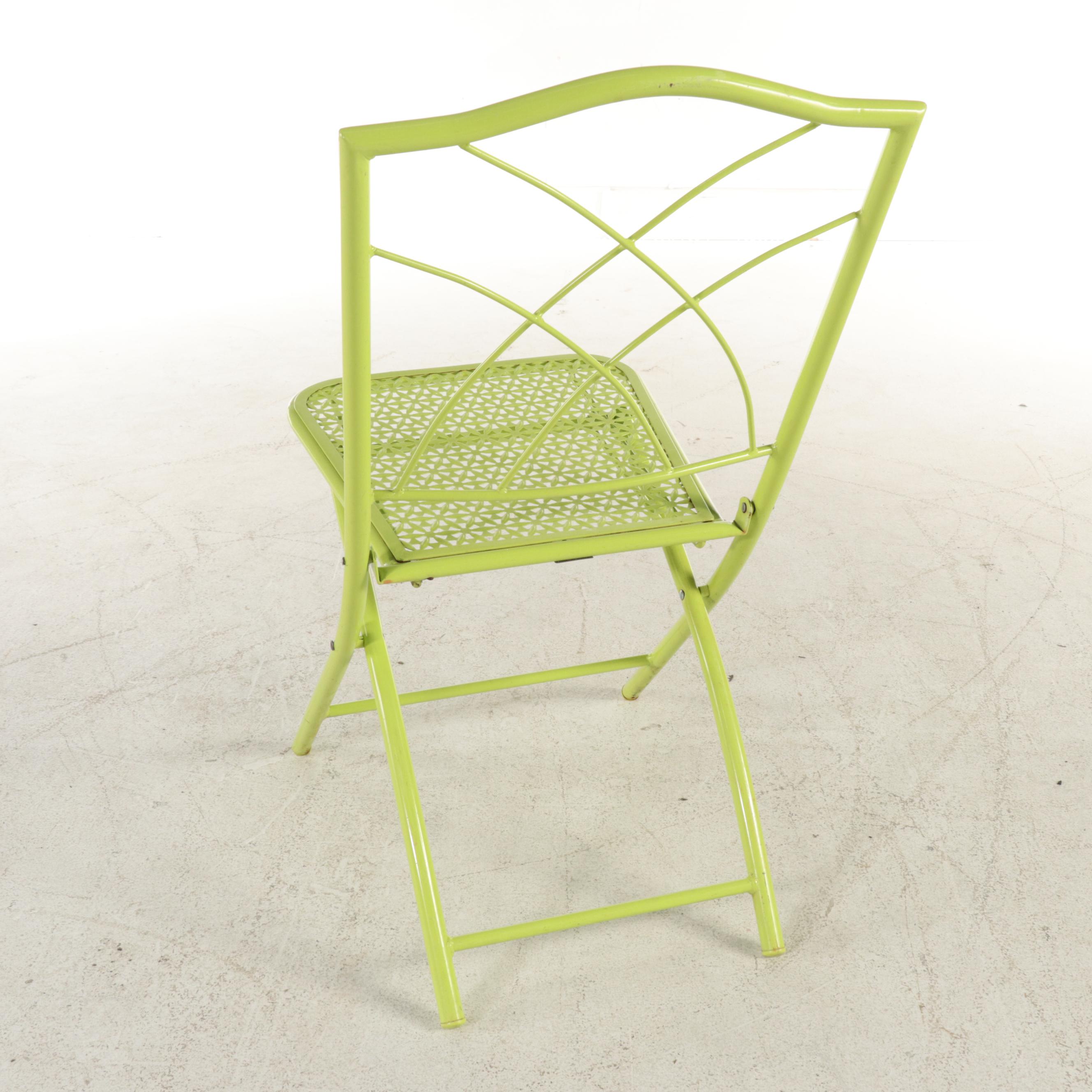 Pair of Painted Metal Folding Patio Chairs