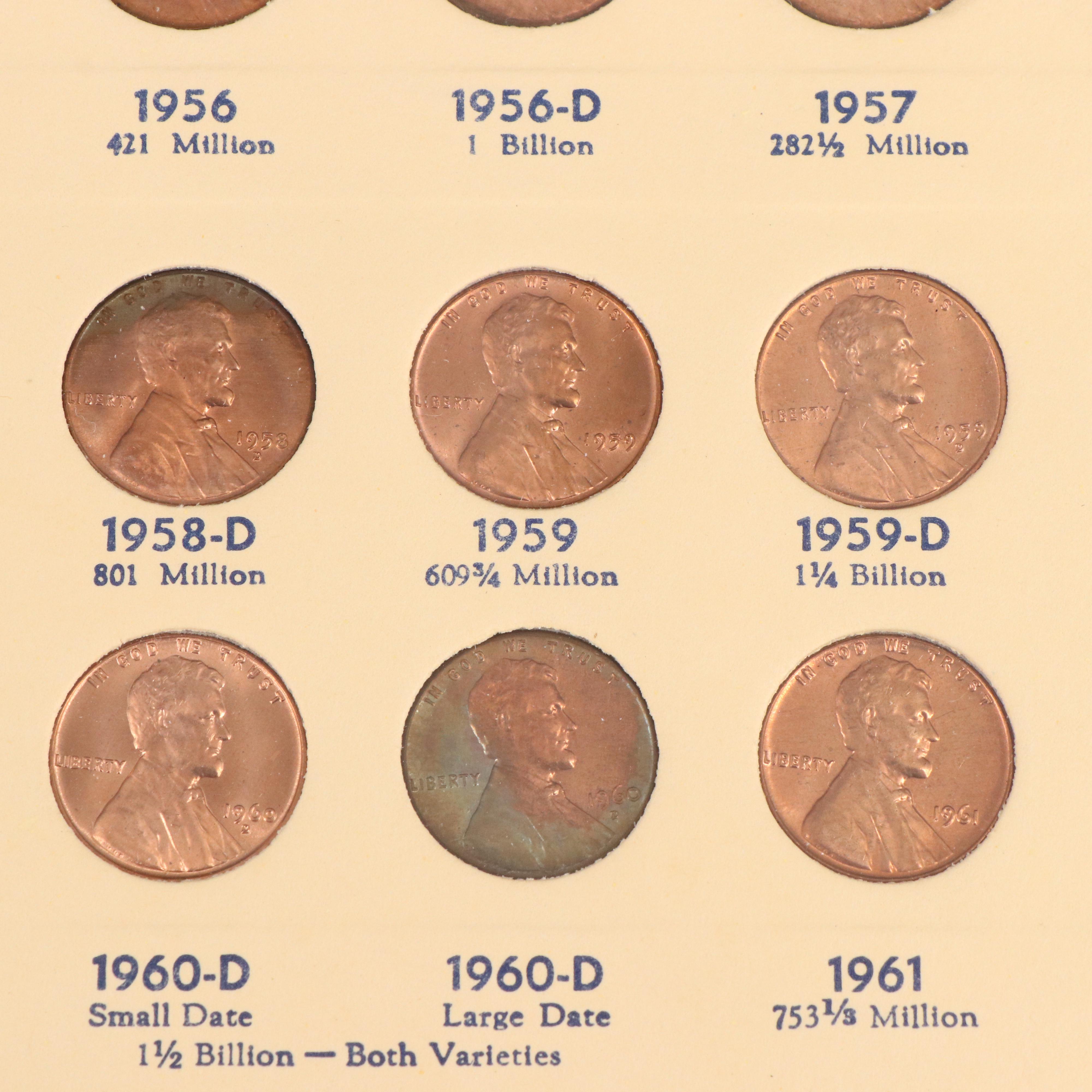 Nearly Complete Lincoln Cent Collection from 1909-1964 Including Key Dates