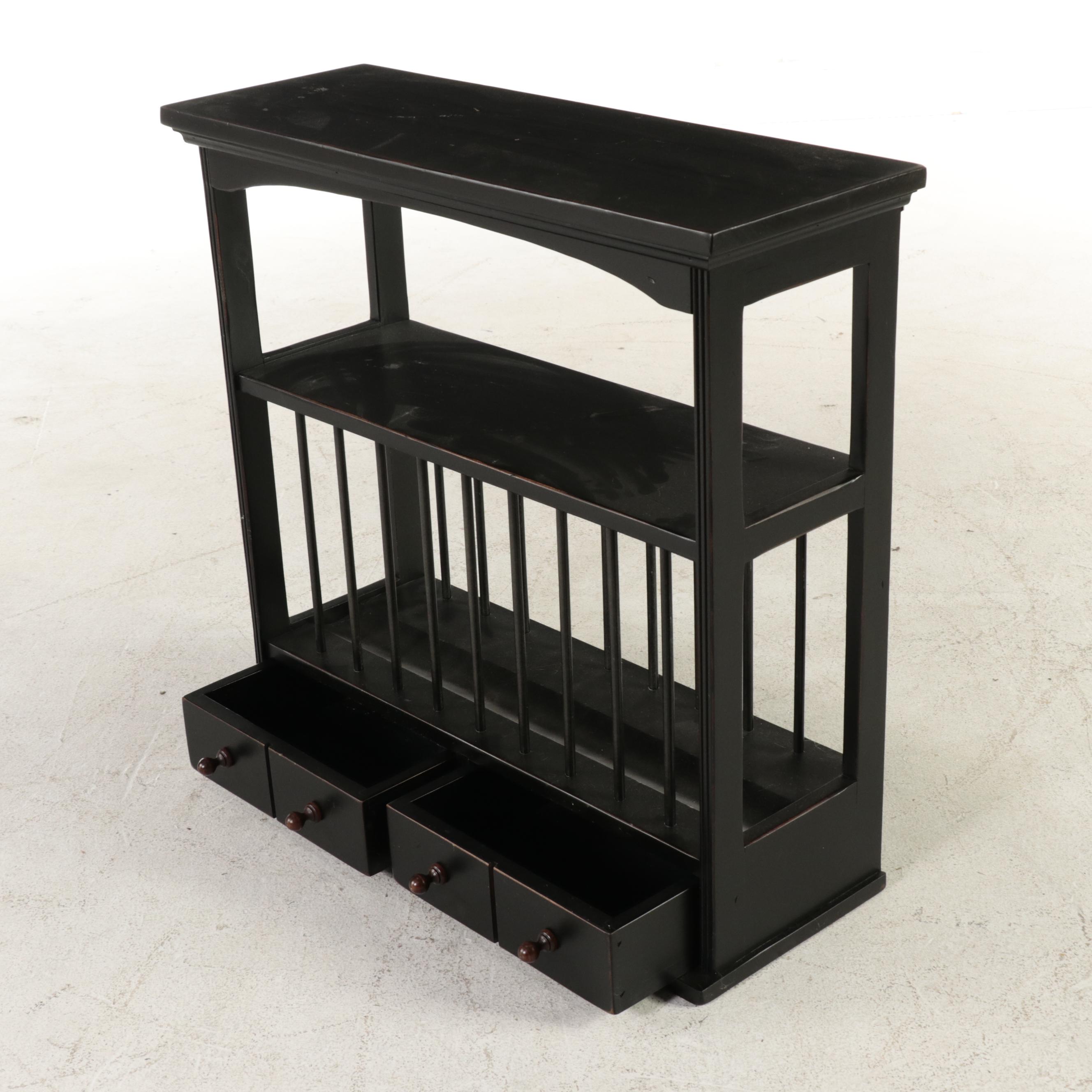 Shaker Style Ebonized Two-Drawer Plate Rack