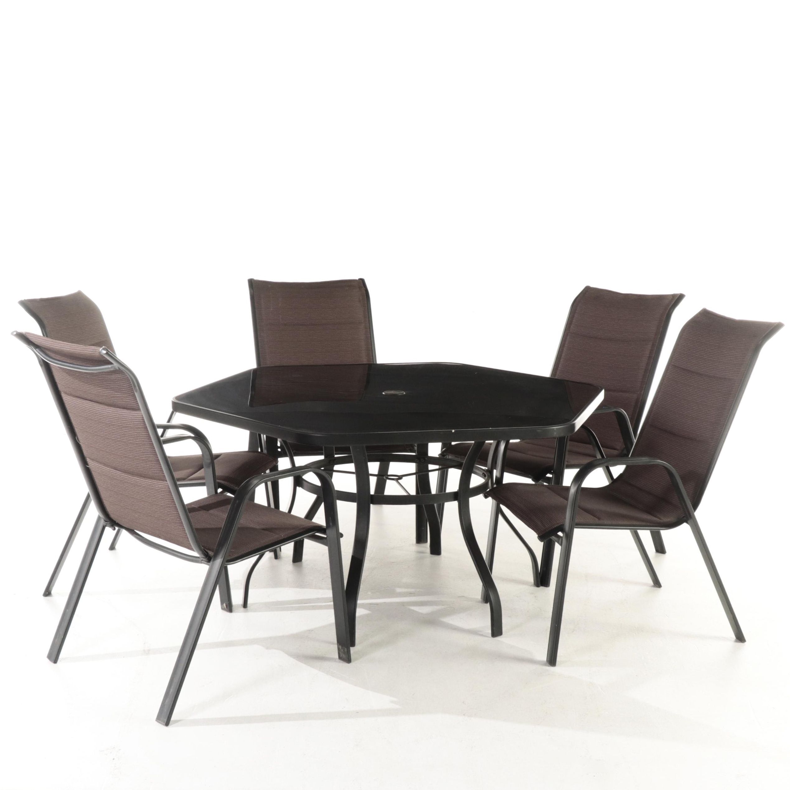 Metel Patio Dining Table with Sling Chairs