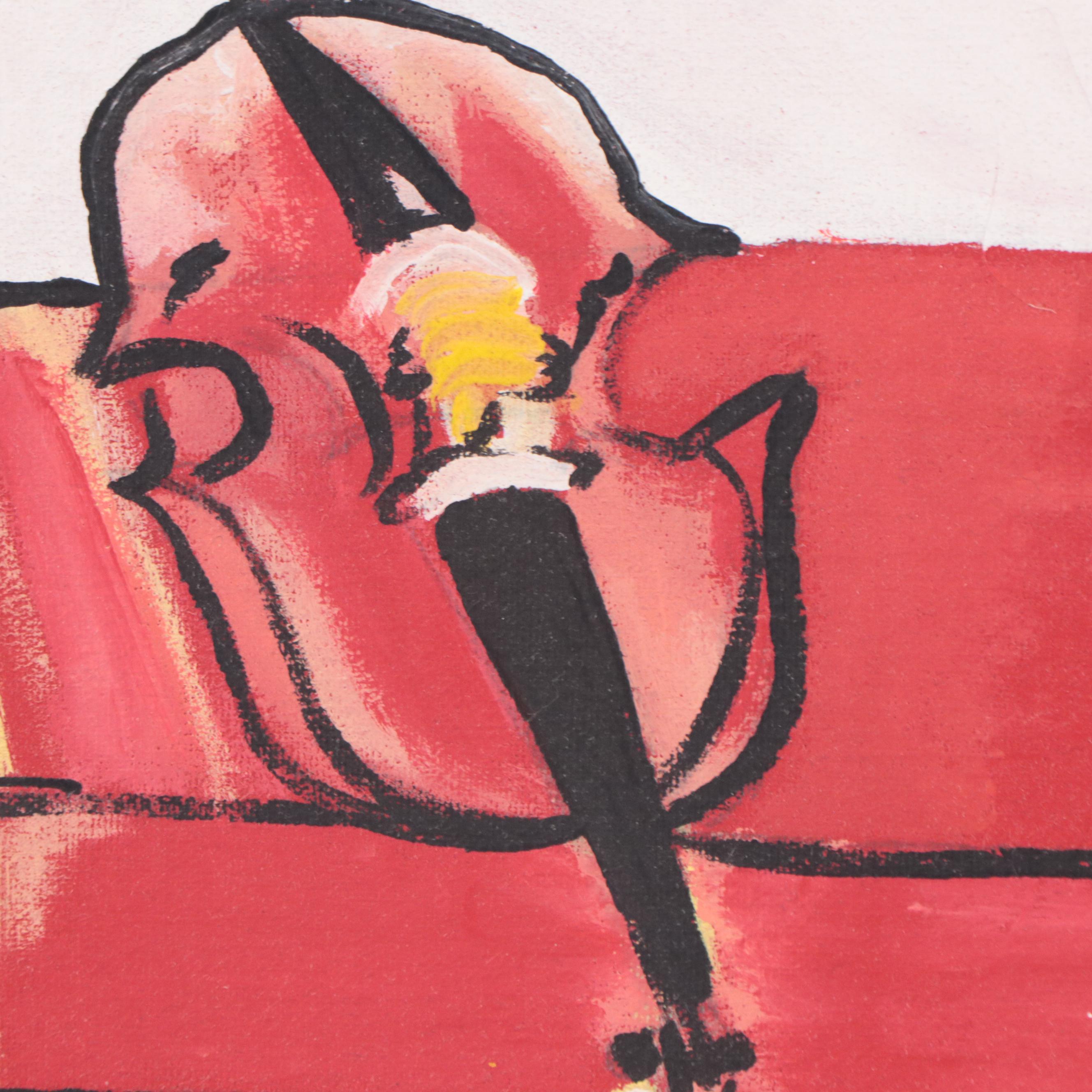 Acrylic Painting After Raoul Dufy "The Red Violin," 1995