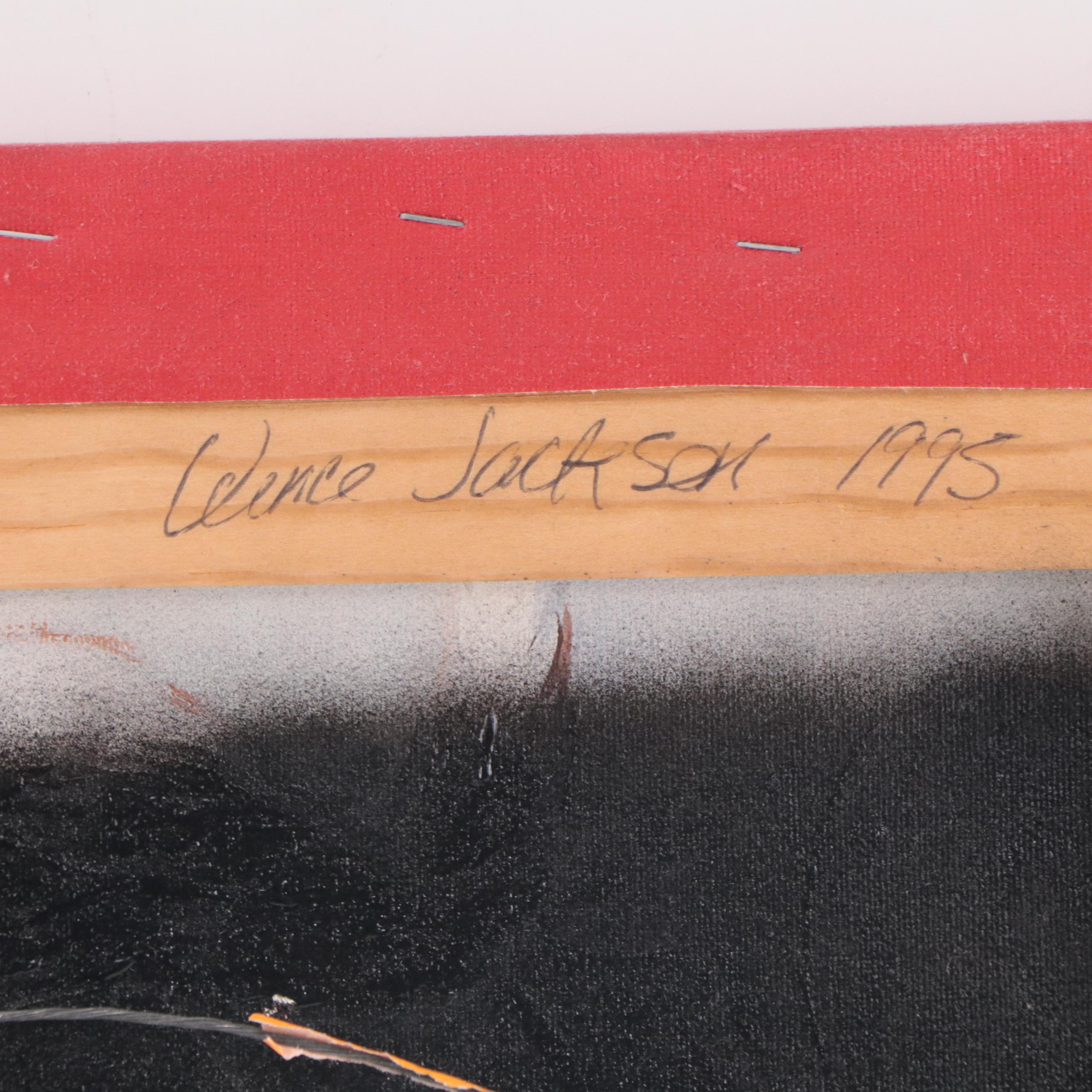 Acrylic Painting After Raoul Dufy "The Red Violin," 1995