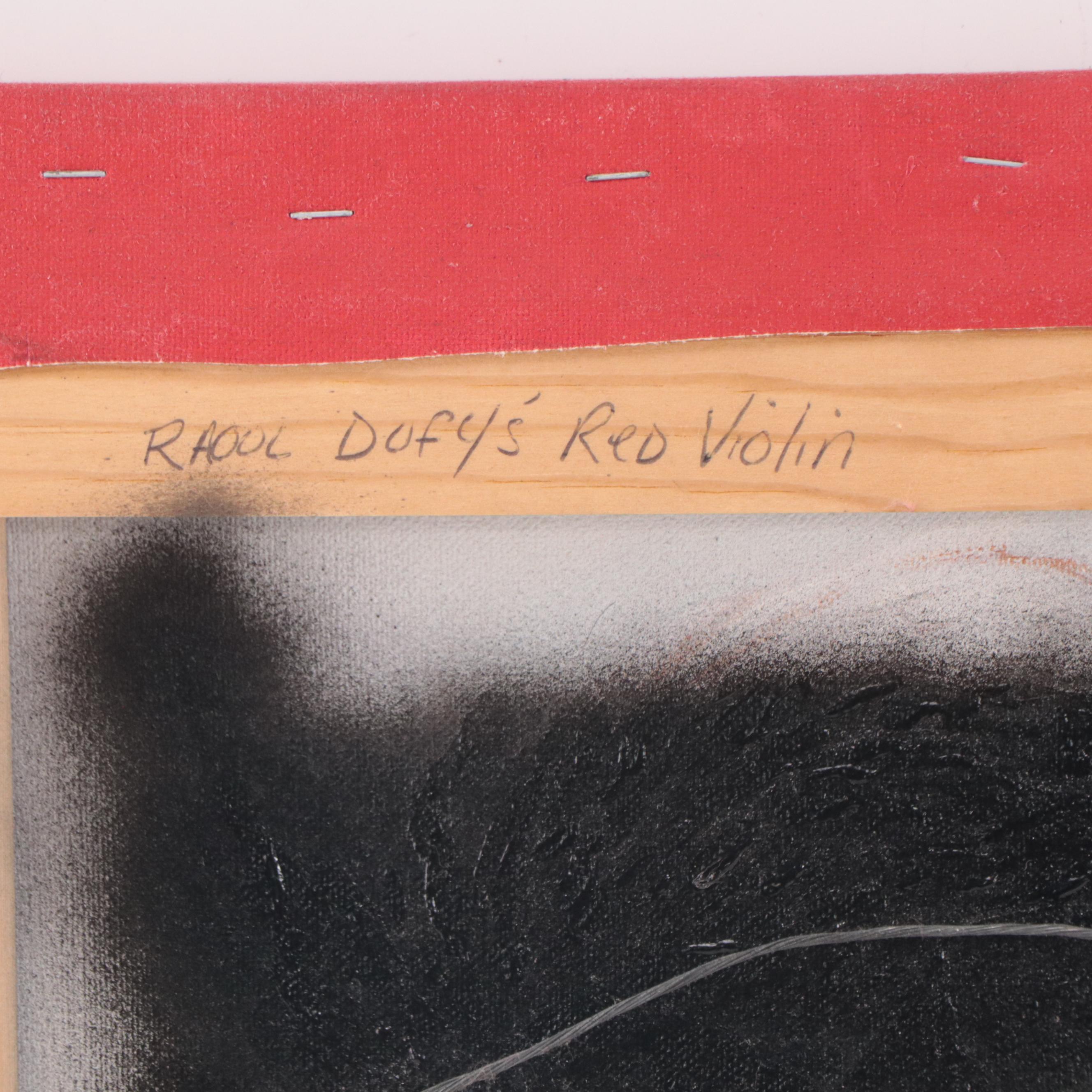 Acrylic Painting After Raoul Dufy "The Red Violin," 1995